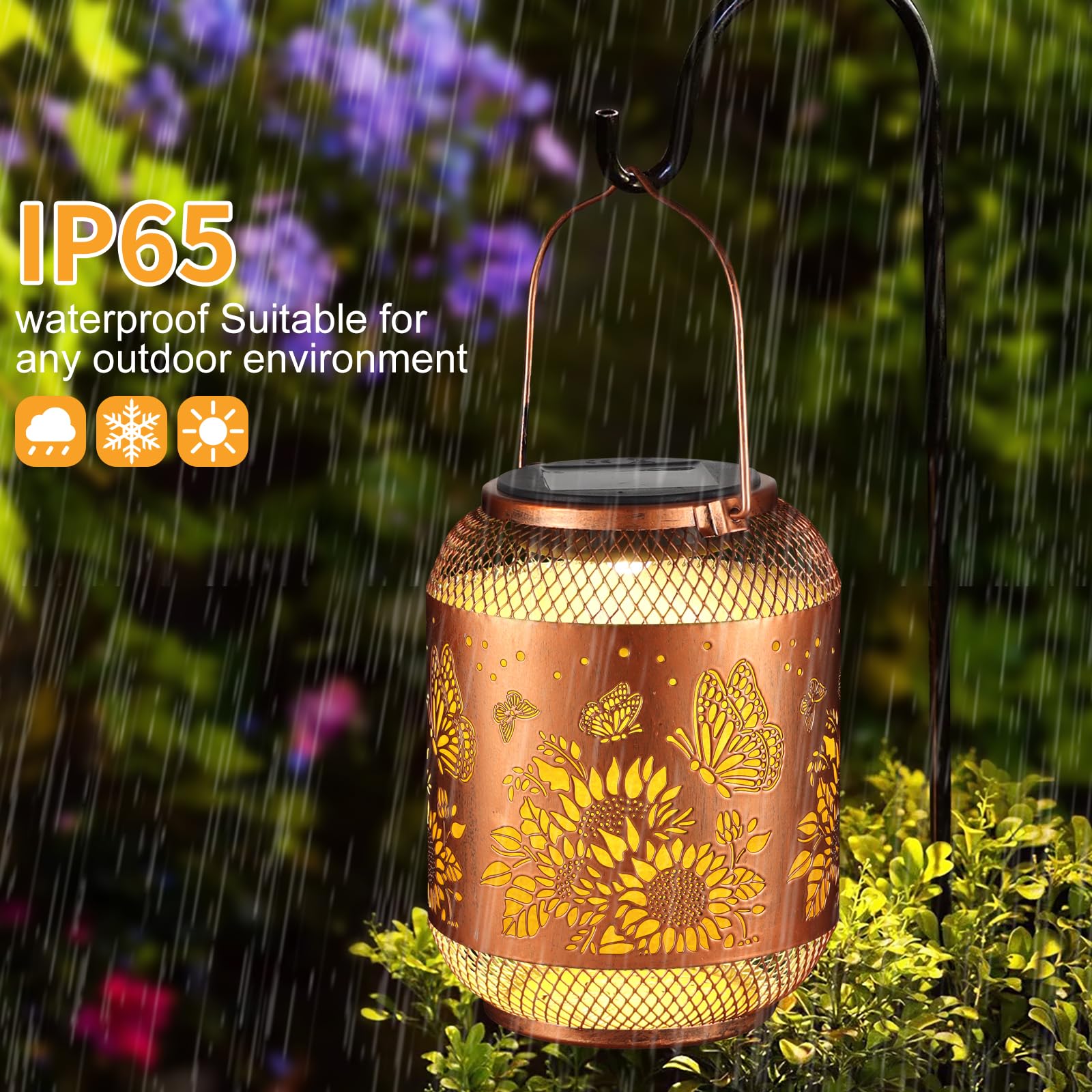 Solar Lanterns Outdoor Waterproof Christmas Birthdays Gifts For Women Mom Grandma Butterfly Garden Decor Metal Hanging Solar Led