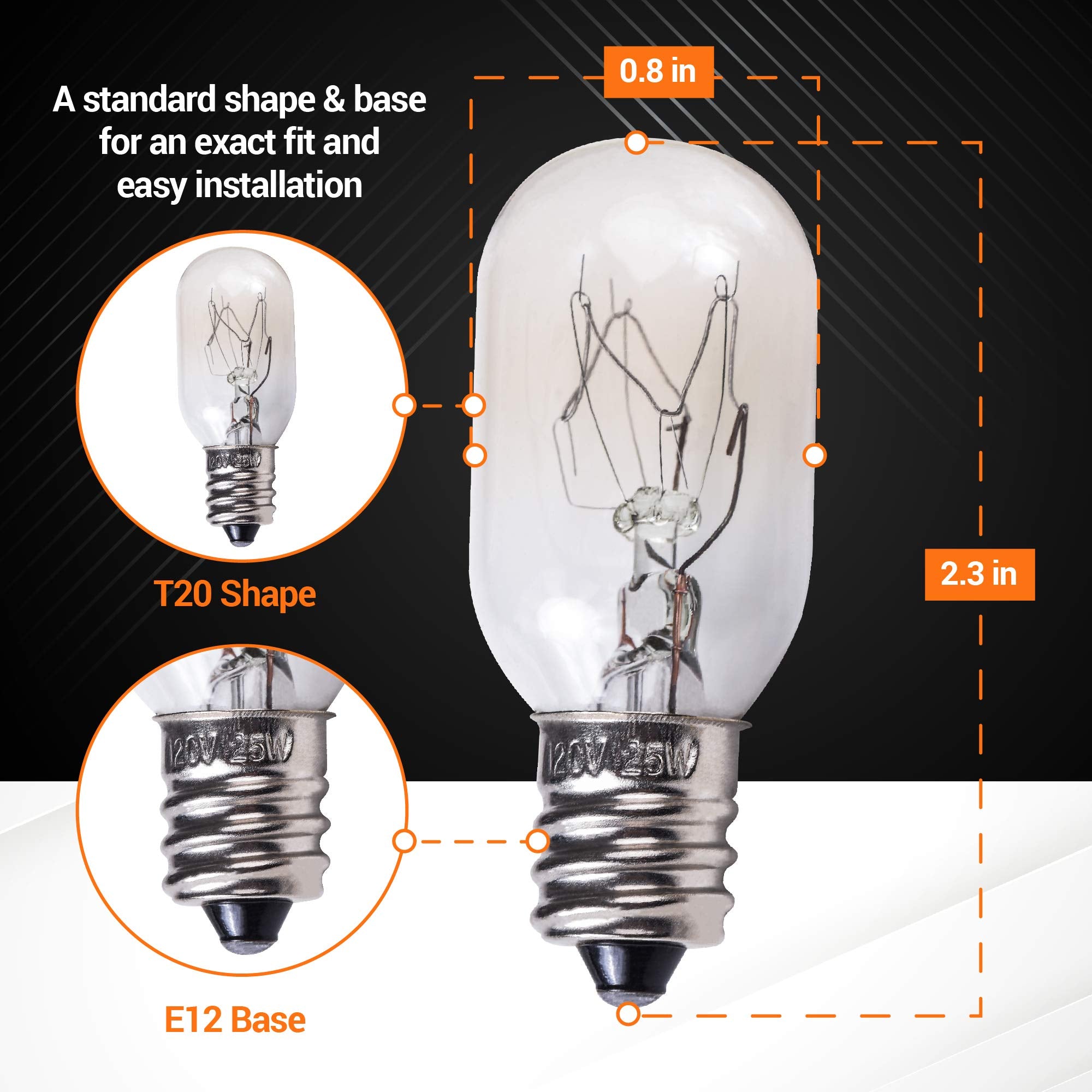Bluestars E12 T20 25W Incandescent Bulbs - 14-Pack Warm White Light For Salt Lamps & Night Lights, 2700K, Ceramic & Metal