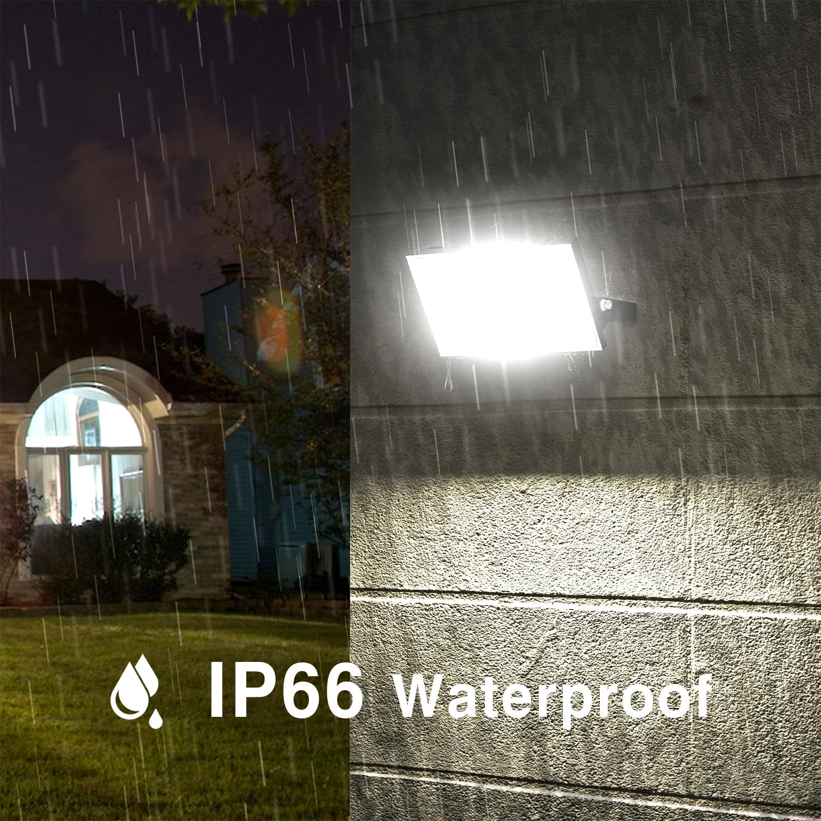 Onforu 60W LED Flood Lights - Super Bright 6500K Daylight, IP66 Waterproof, Black, 2 Pack for Garage, Yard, Garden