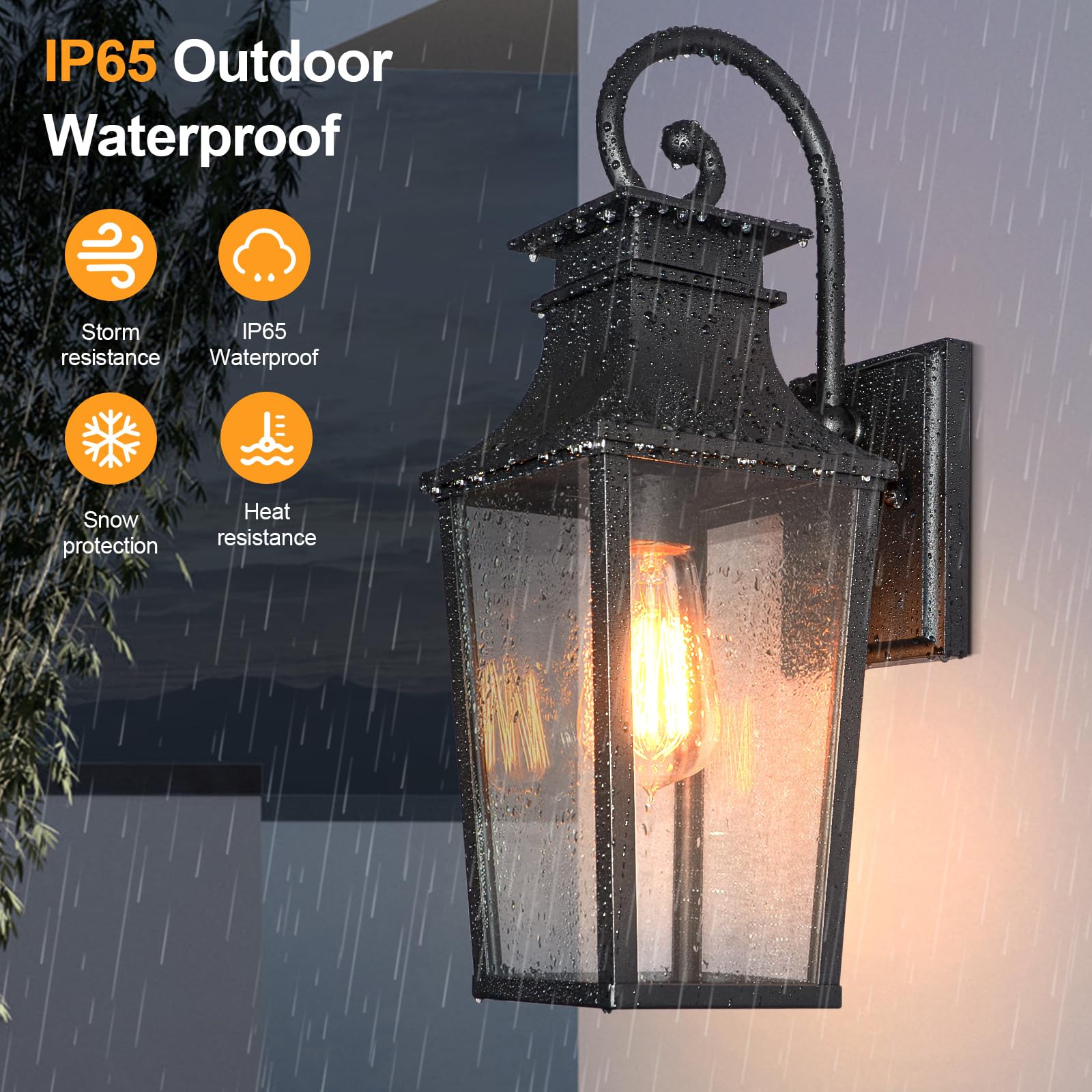 Alvime Outdoor Wall Light Fixture - Waterproof, All-Weather Wall Lantern For Entryway & Patio