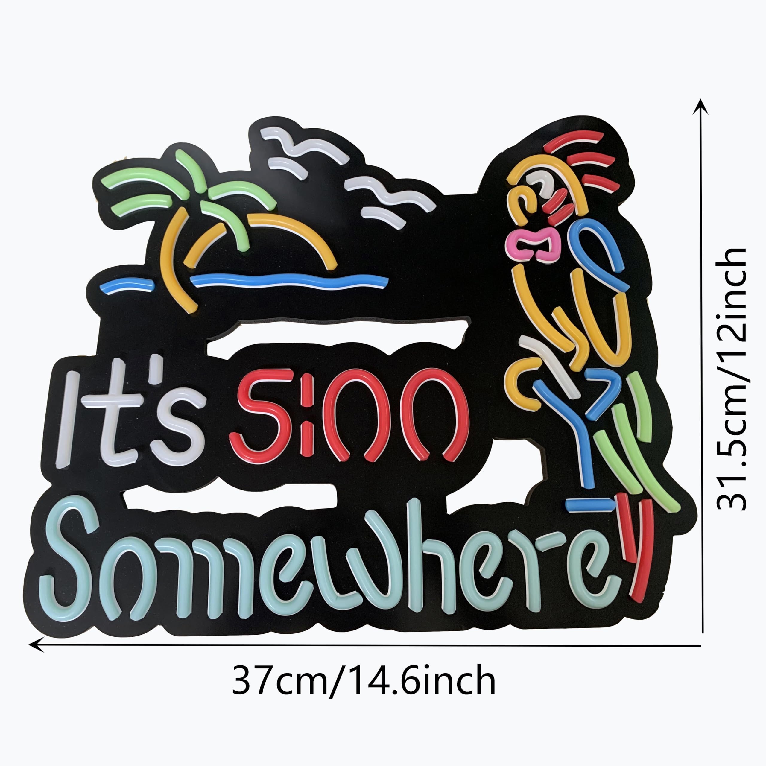 Jigsaw Puzzle ItS 5:00 Five Oclock Somewhere Neon Light Sign  Man Cave Men Led Light  Home Wall Signs Gifts  Decorations  Palm Tree  Beach  Sun  Tiki Bar  Garage  Accessories  Cart  Party  Bedroom  Led Sign  Lights