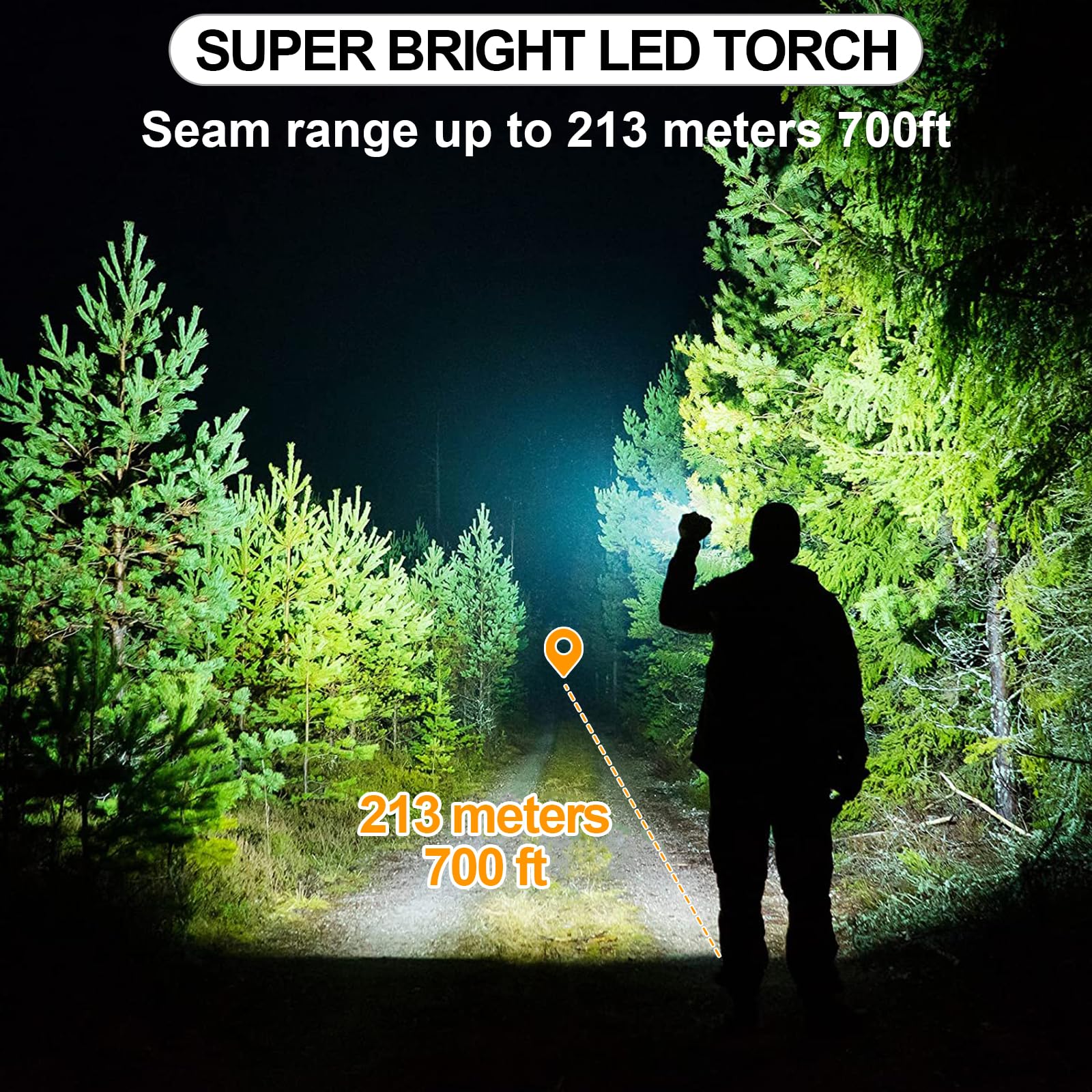 Spurtar Solar Powered Flashlight, Emergency Light Usb Rechargeable Solar Powered 2000Mah Super Bright 500 Lumen Tactical Power B