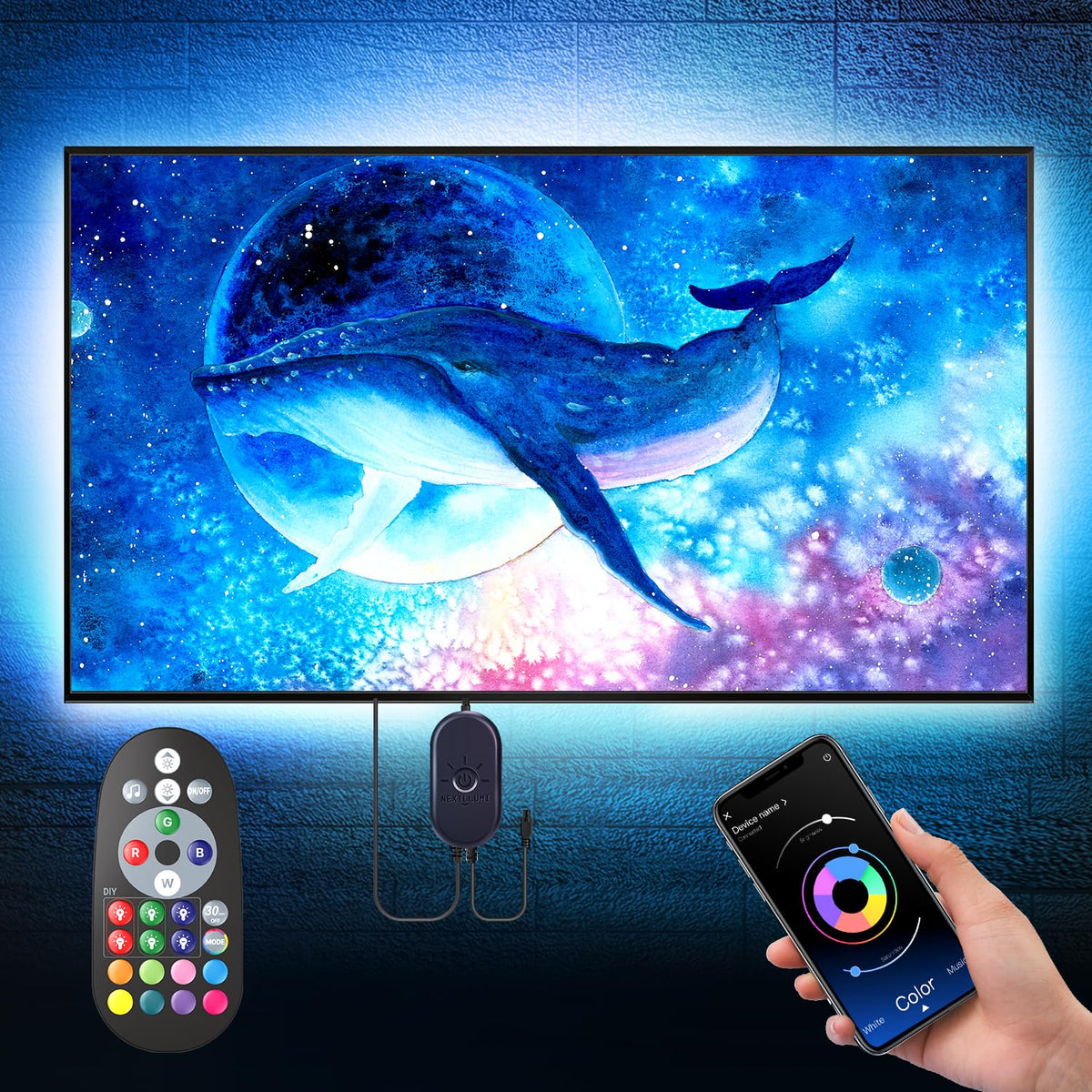 Nexillumi Led Lights For Tv, 16.4 Ft Tv Led Backlight For 55-75 Inch, Rgb Led Strip Lights Behind Tv With App Remote Control, Mu