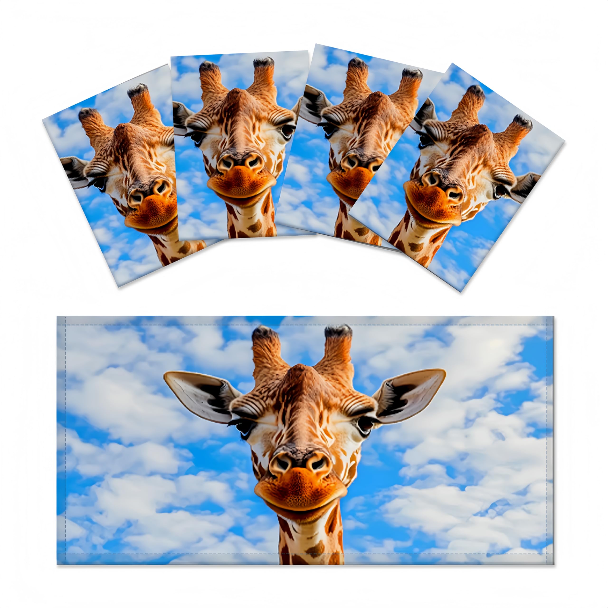 SCWISOAS Fluorescent Light Covers - 4 Pack Magnetic Polyester Giraffe 2ft x 4ft for Classroom, Home, Office Overhead Lighting