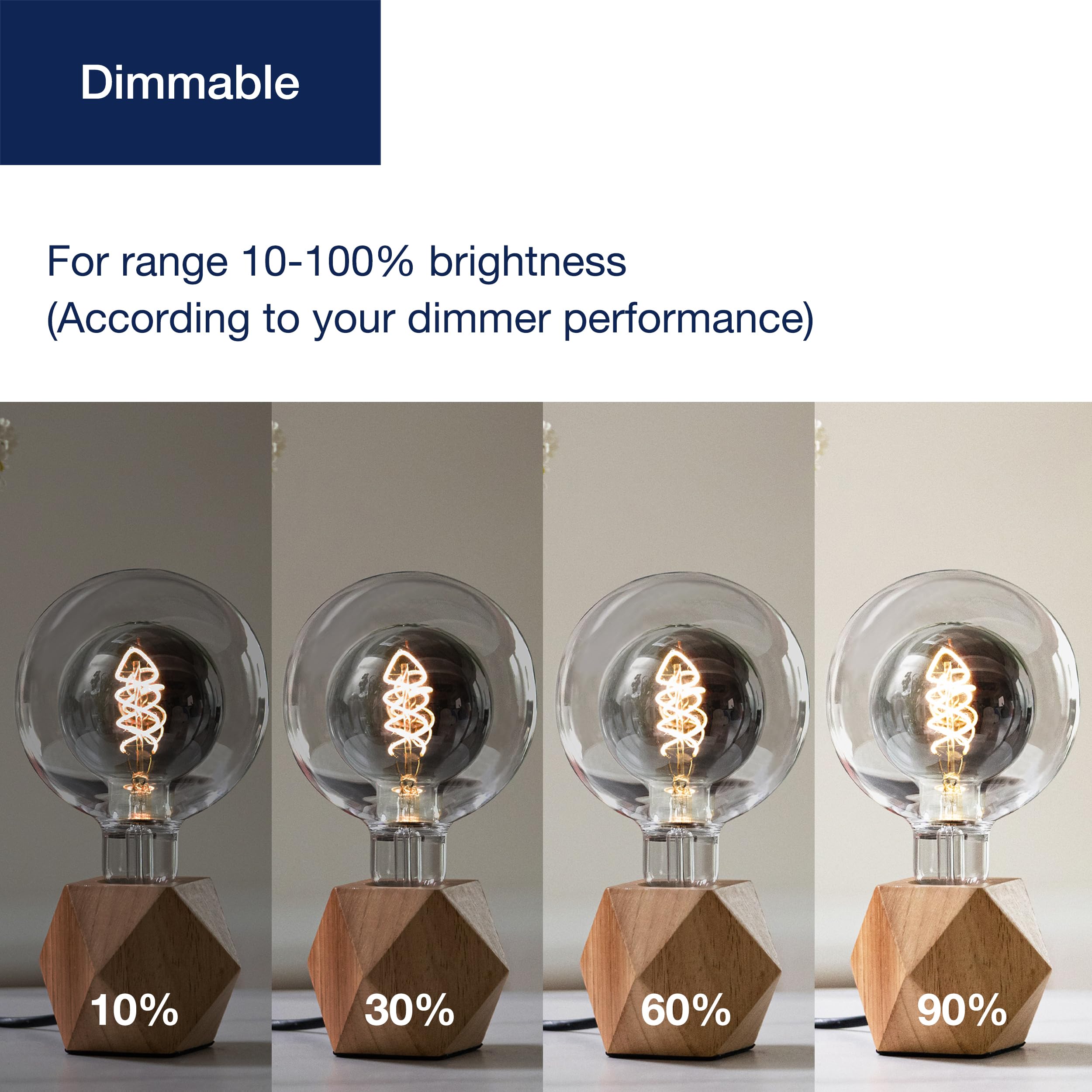 FLSNT Vintage Dimmable LED Bulb, 7W (40W Equivalent), 2700K Soft White, E26 Base, Grey Glass, Model DSG12540FIL-S27
