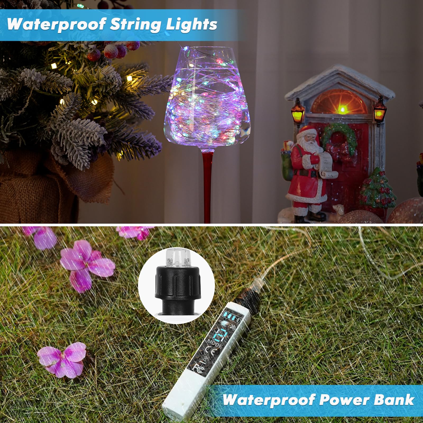 Lakumu Rechargeable Fairy Lights 66Ft 2-Pack, 200 Led String Lights Battery Operated With Remote&Timer, Waterproof Outdoor Twink