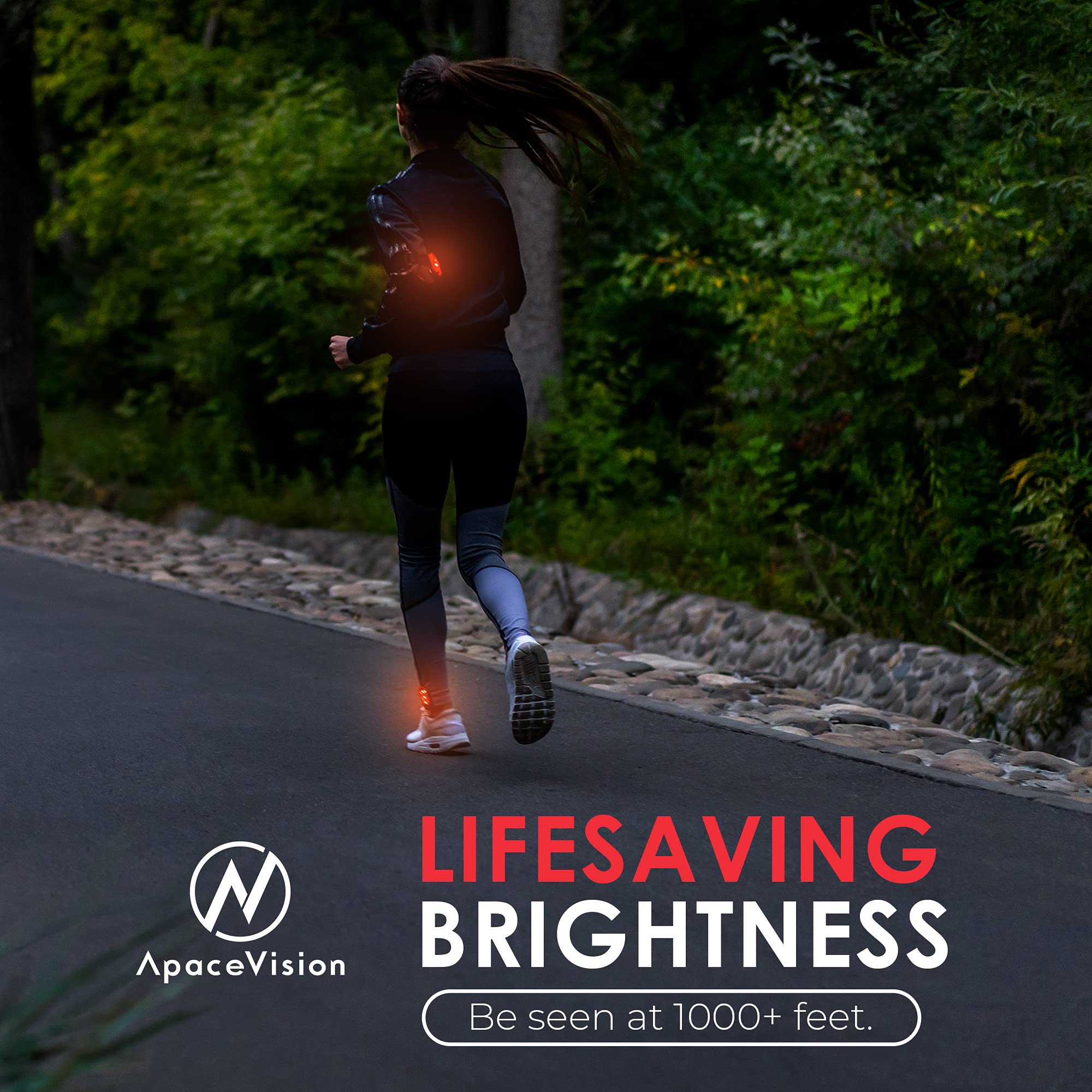 Apace Vision LED Safety Light (2 Pack) - Orange Clip-On Strobe Lights for Runners, Dogs, Bikes, and More - High Visibility UI-BRL-44