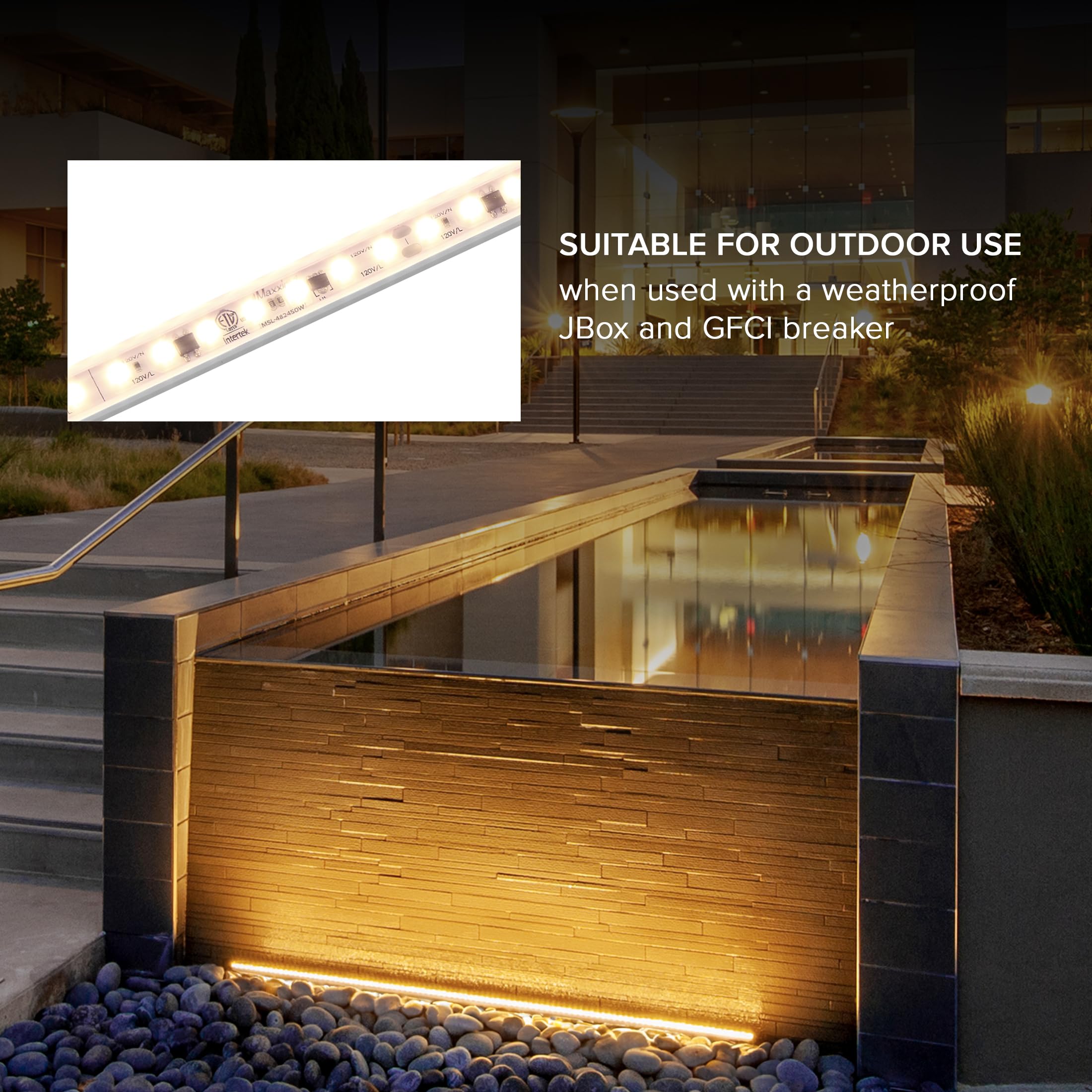 Maxxima 24 In. Hardwired Led Under Cabinet Strip Light, 920 Lumens, 3000K Warm White, Kitchen And Living Room 120V White Cove Li