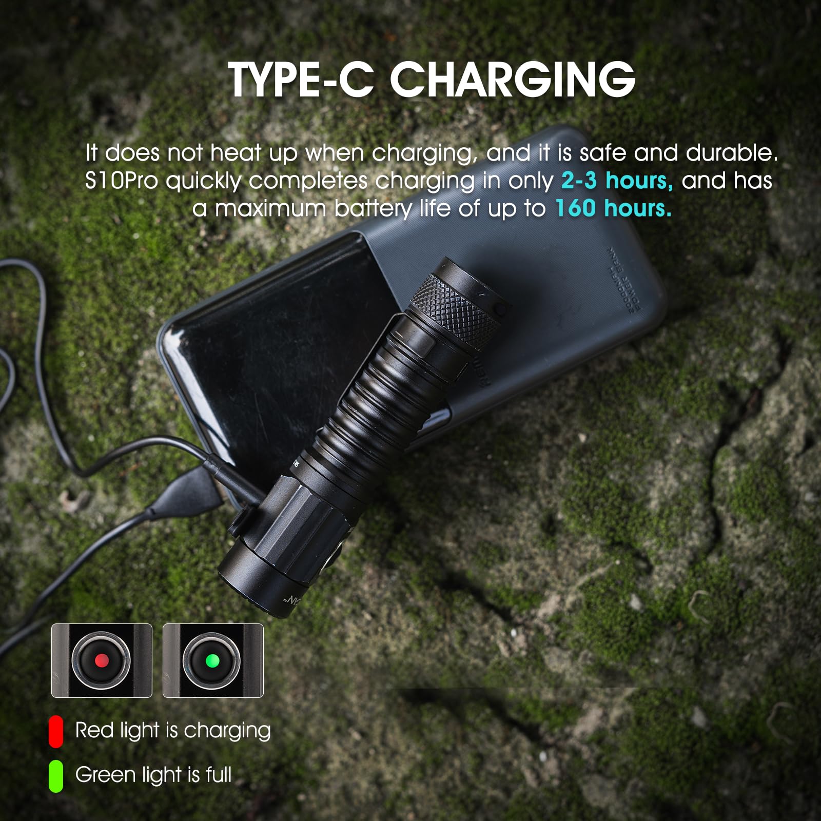 PIOOCAN S10Pro Rechargeable LED Flashlight, 2500 Lumens, Compact Tactical Design, Magnetic, Black, Ideal for Home, Emergency, Outdoor Use