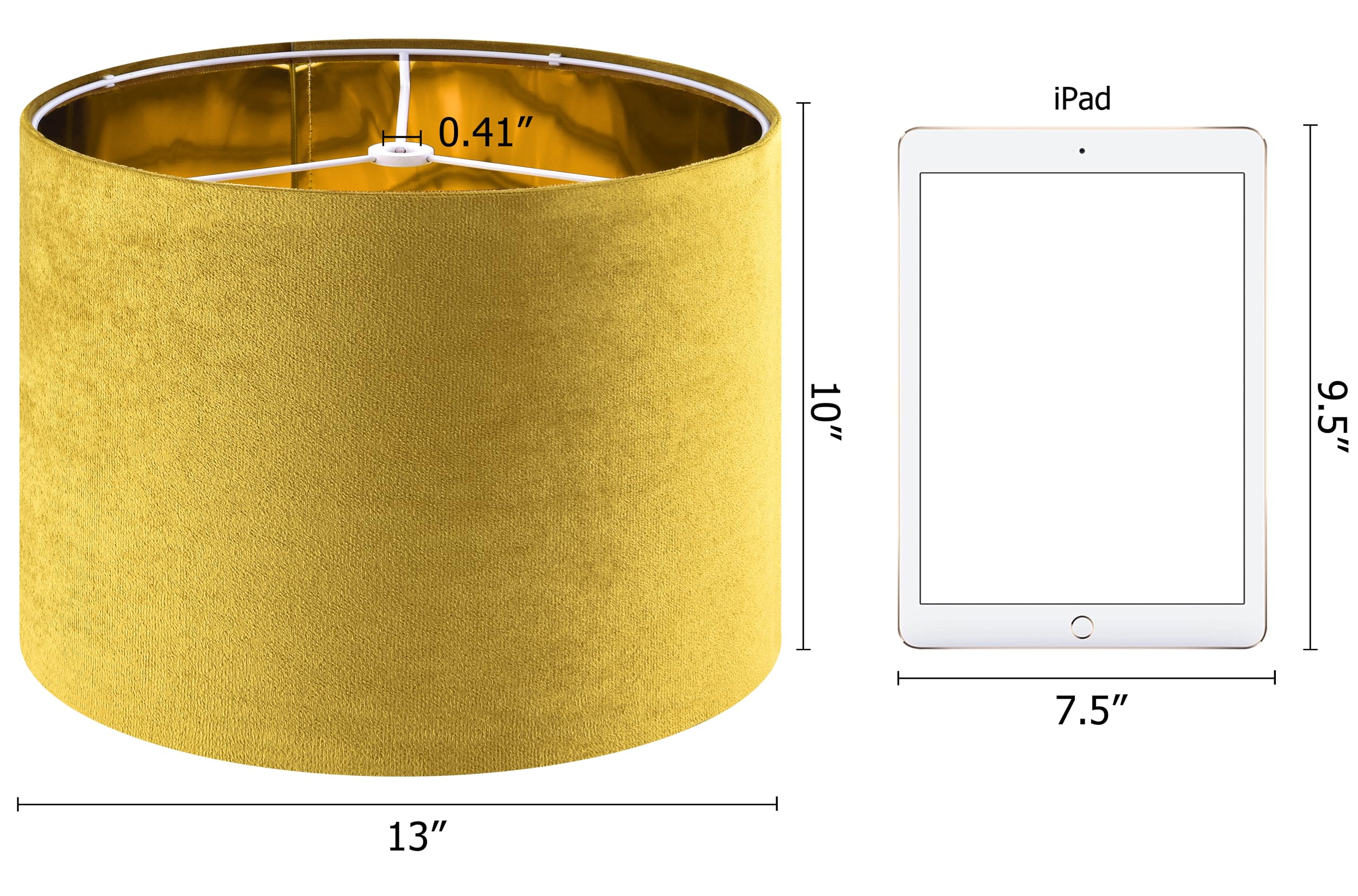 Yellow Velvet Drum Lamp Shade Medium Lampshade 13Top?13Bottom?10High(Spider) Modern Lamp Shade For Table & Bedside Lamp Re