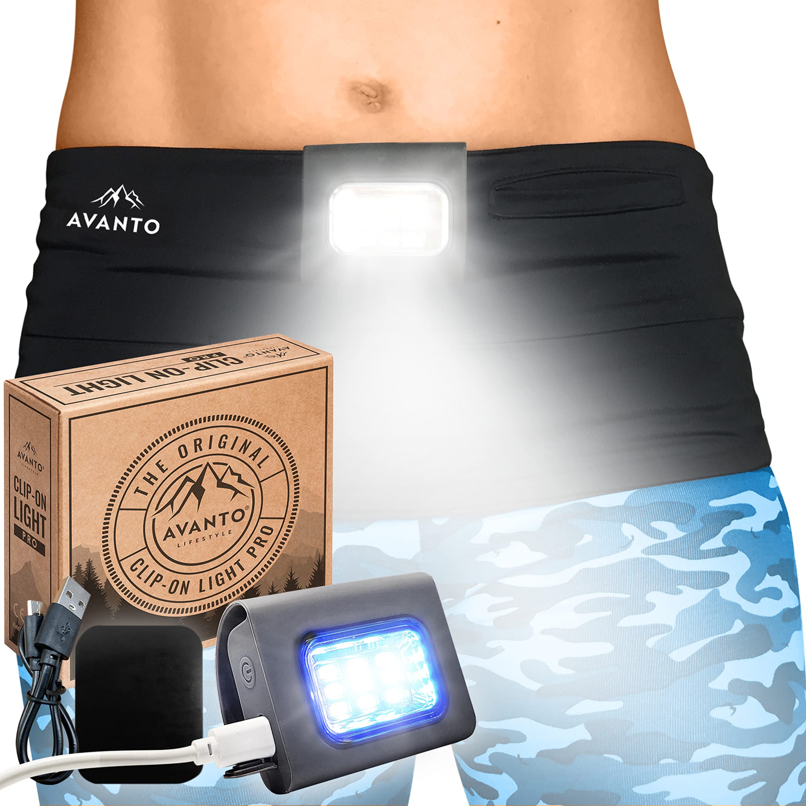 Avanto Pro Clip On Running Light, Original, 300Lumen Led Light, 2-3H Usetime, Usb Rechargeable Night Running Lights For Runners,