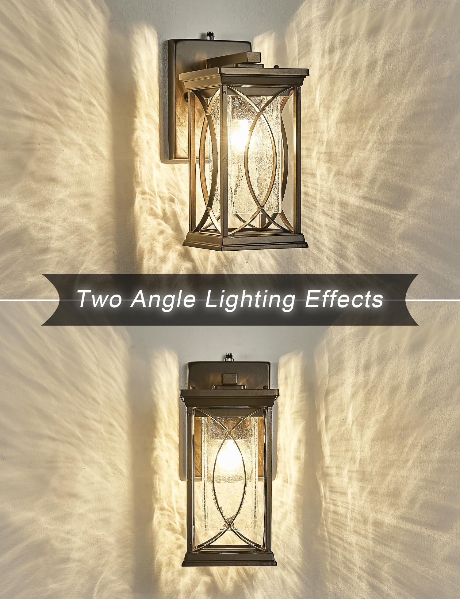 Oil Rubbed Bronze Porch Light Dusk To Dawn Outdoor Wall Lantern Small Modern Exterior Light Fixture Aluminum With Crack-Like Gla