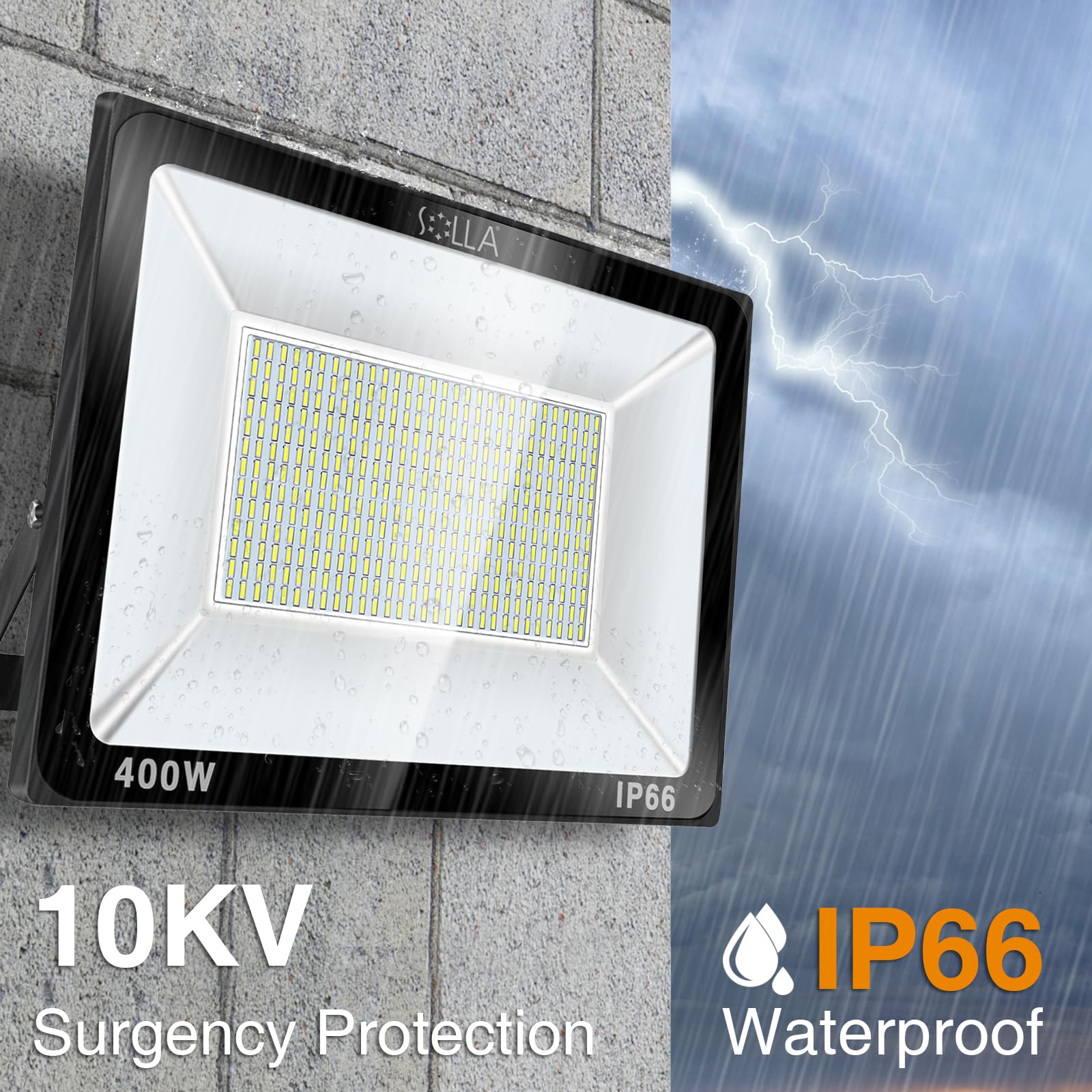 Solla 400W Led Flood Light - 32000Lm, Ip66 Waterproof, 6000K Super Bright Outdoor Security Light