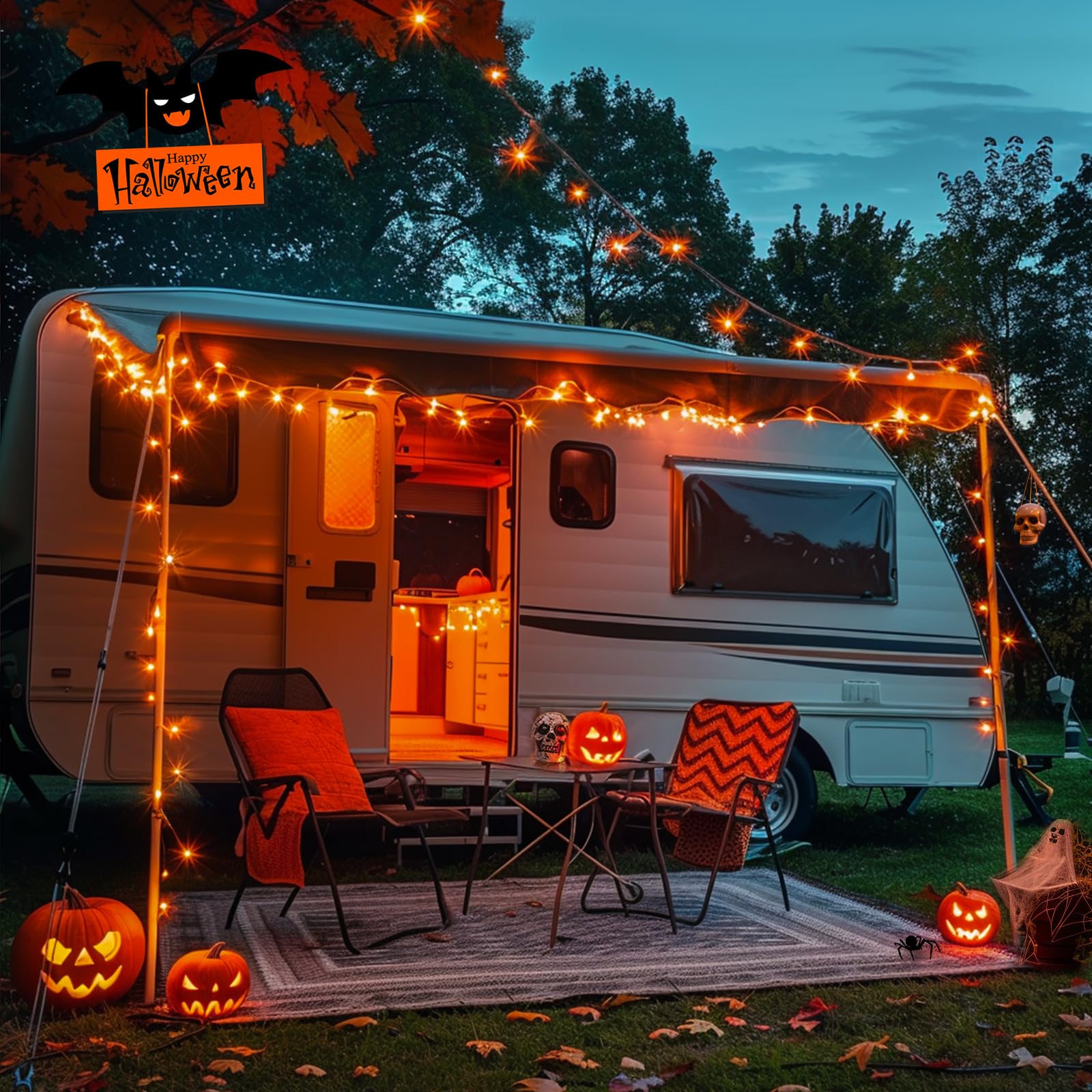 JMEXSUSS 132ft 400 LED Orange String Lights, 8 Modes, Plug-in, Outdoor/Indoor Halloween & Thanksgiving Decoration