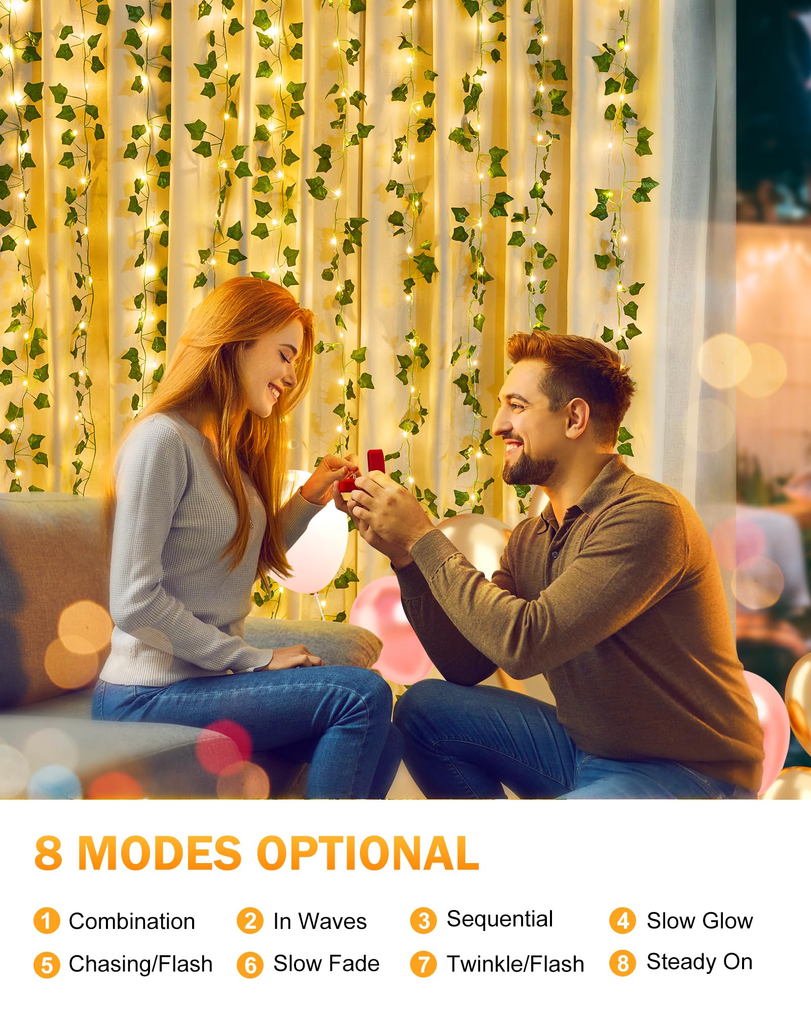 Brightown Solar Fairy Lights Outdoor, 33Ft Ivy String Lights, Copper Vine Lights For Garden, Model 40Ft-Solar-Vine-Lights
