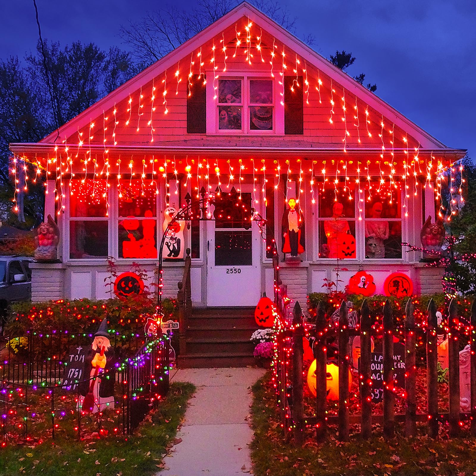 Einiiya 400 Led Red Christmas Lights, 33Ft Red Icicle Lights For Outside 8 Modes With 75 Drops, Waterproof Christmas Icicle Ligh