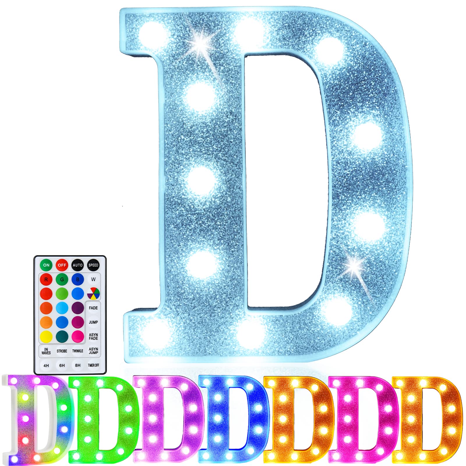 Pooqla LED Marquee Letter Light Sign, 18 Colors, Battery Powered, Glitter Silver, Home Decoration