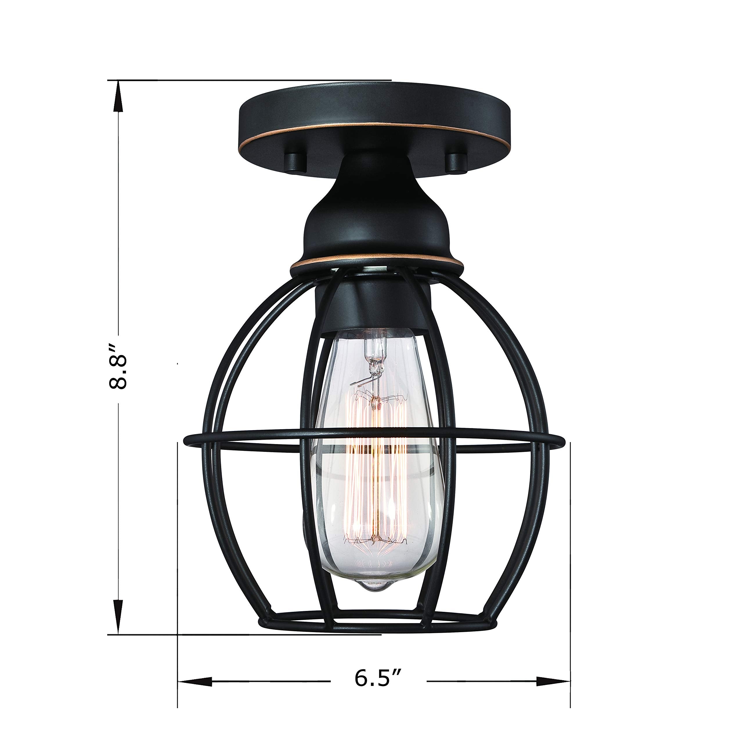 WISBEAM Oil Rubbed Bronze Semi Flush Mount Ceiling Light Fixture, E26 Medium Base MAX 60W, Metal Housing, ETL Rated, Bulbs NOT I