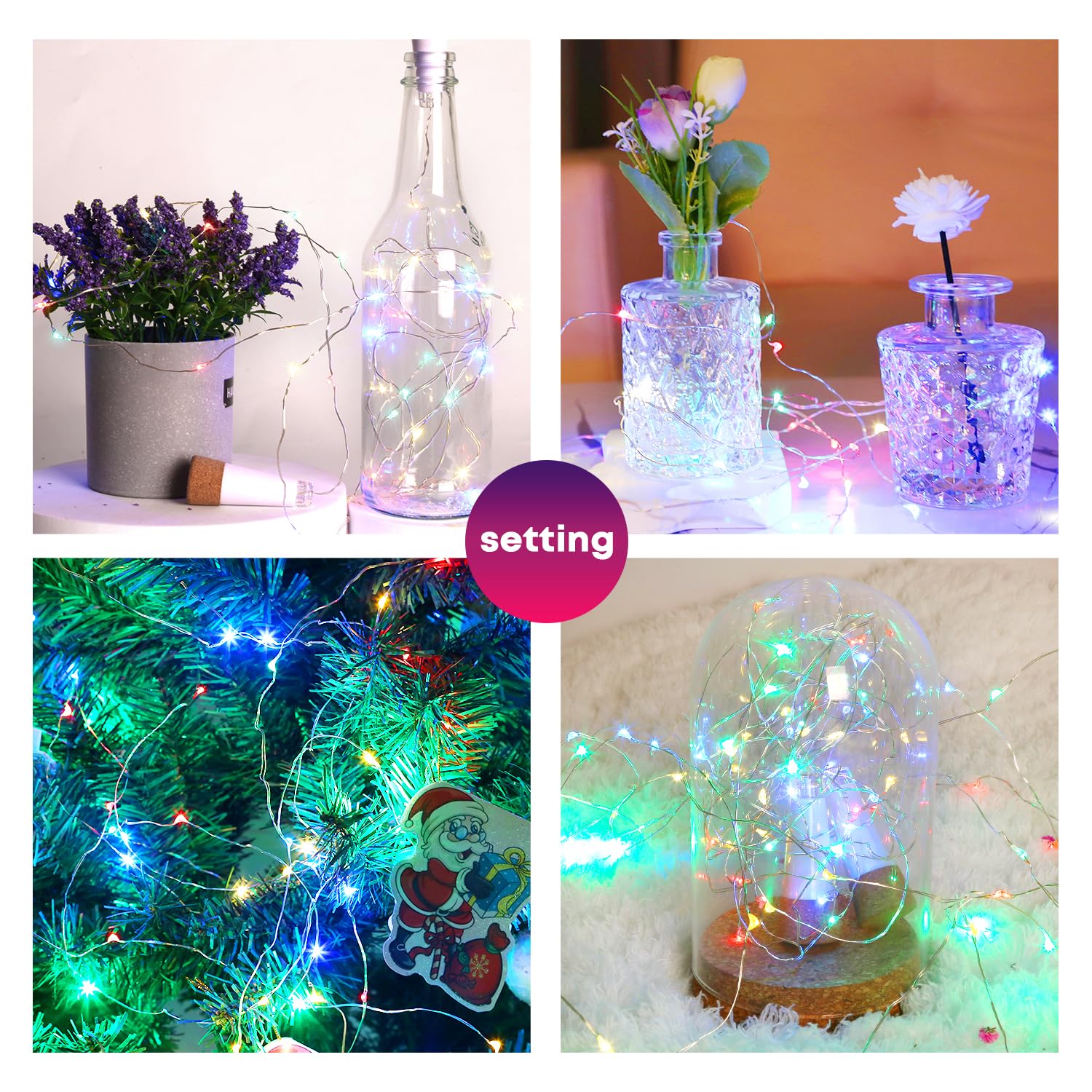 Godinsky Wine Bottle Lights With Cork Switch For Liquor Bottles 4 Pack Rechargeable Battery Operated 20 Led Bottle Stopper Multi String Fairy Lights Indoor Christmas Wedding Halloween Decorations