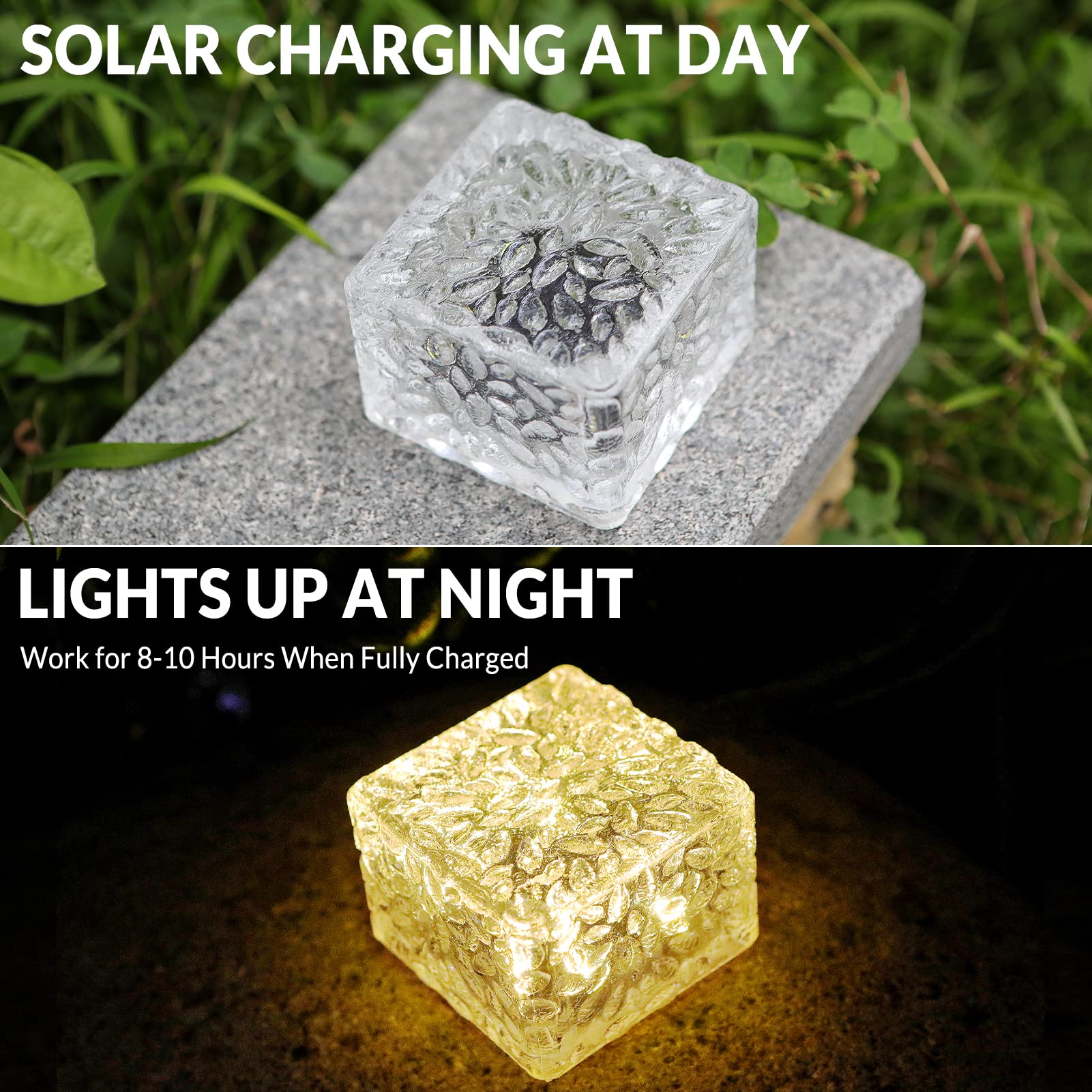 Xingtong Solar Brick Lights - Outdoor Waterproof Patio Decor, 2.8 * 2.8In Garden Lights For Outside 4 Packs, Patio, Yard, Walkwa