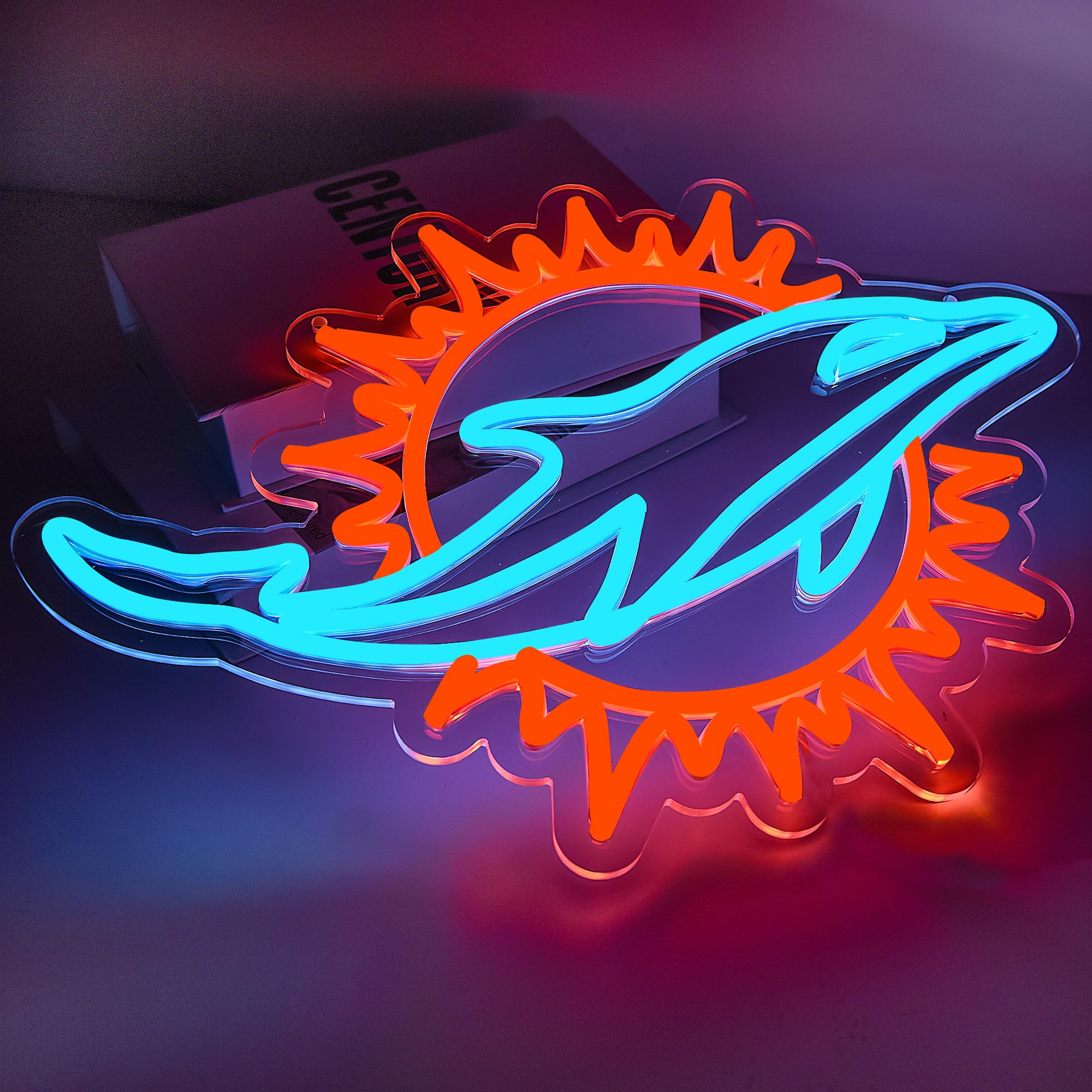 Football Neon Sign For Wall Decor Football Led Neon Light For Man Cave Birthday Gifts For Rugby Fans Ice Blue Light Sign For Party Club Bar Dorm Size16.1 * 12Inch(Zyld118)
