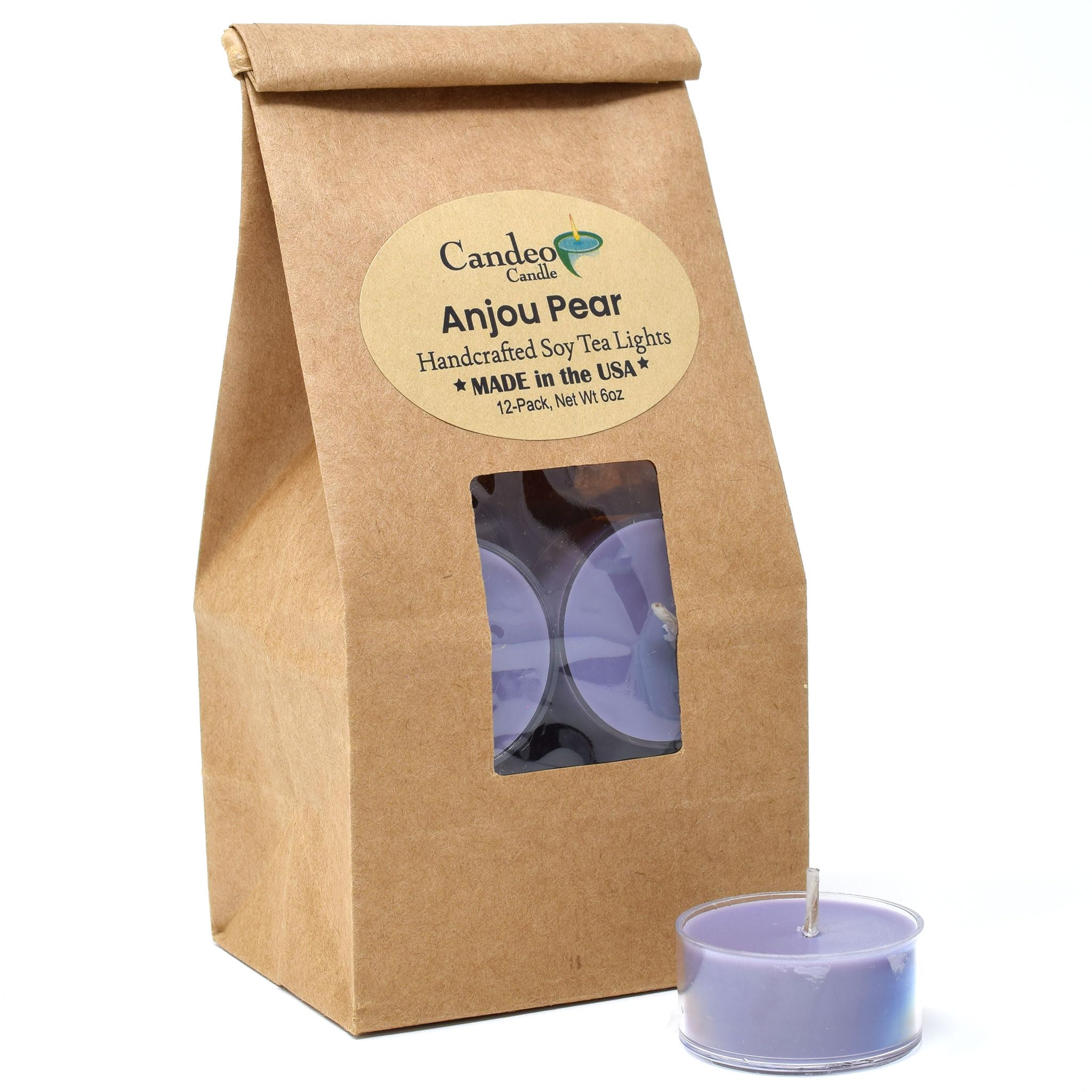 Anjou Pear Scented - 12 Pack - Scented Tealight Candles - Soy Beeswax Blend - Handmade in The USA - Candeo Candle - Fall Scents