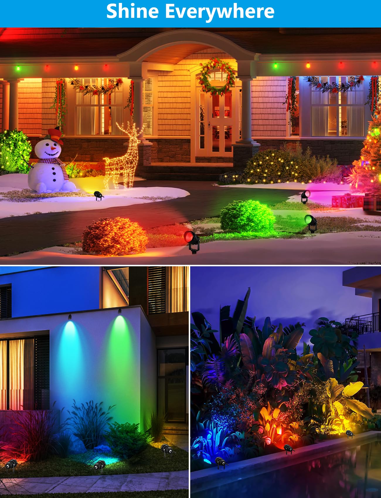 LemonBest 12W RGBW Color Changing Landscape Lights - 4 Pack, Waterproof LED Spotlight for Garden & Pathway