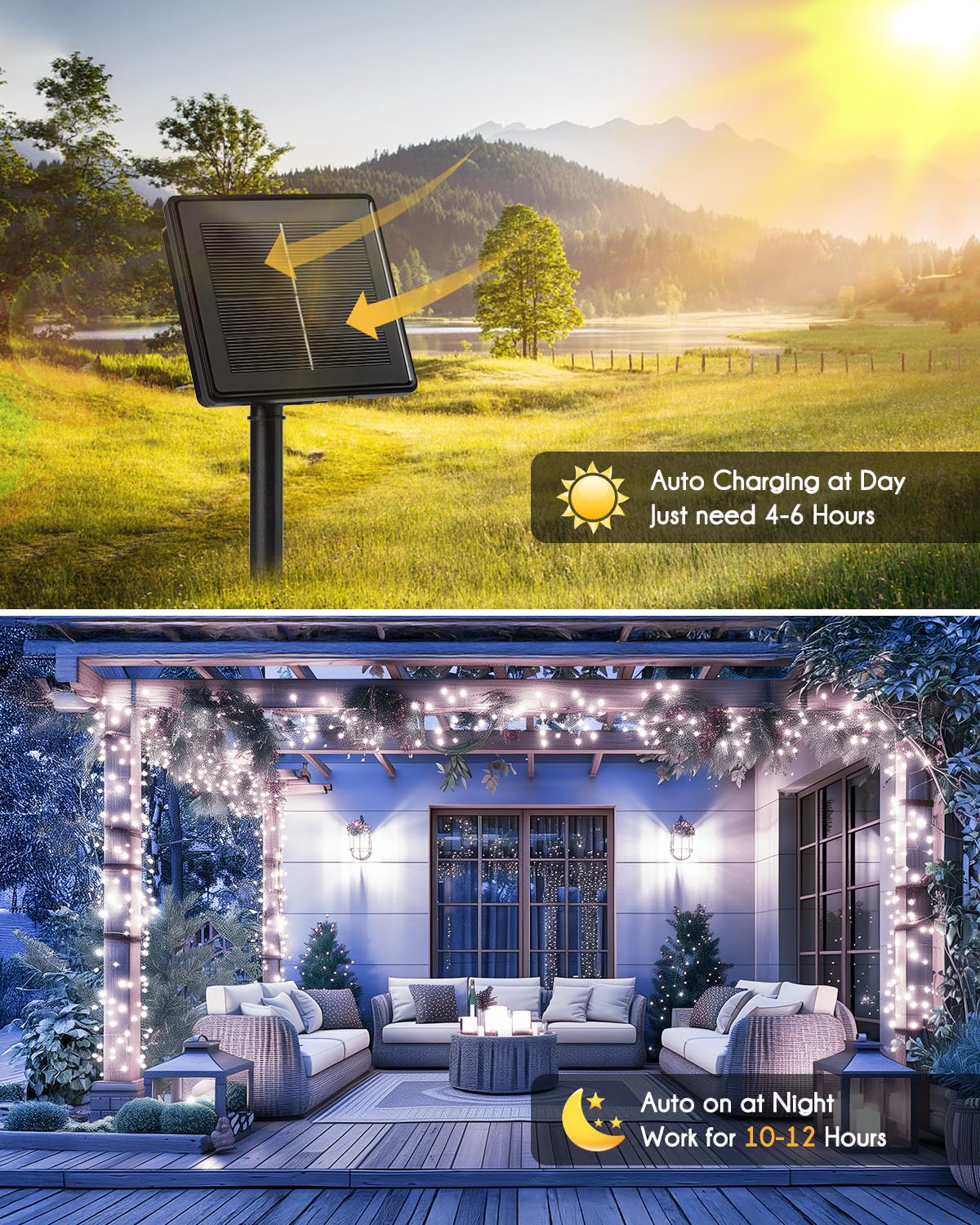 Brightown Solar String Lights For Outside, 2 Packs Total 39.2Ft 480 Led Solar Fairy Lights For Outdoor Waterproof, Firecracker T