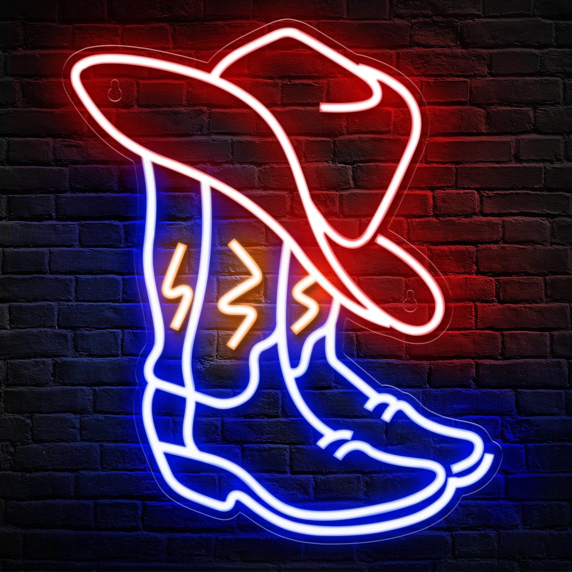 Kavaas Neon Cowboy Boot Sign for Wall Decor | 14.6in x 0.6in | Cowboy Boot Color