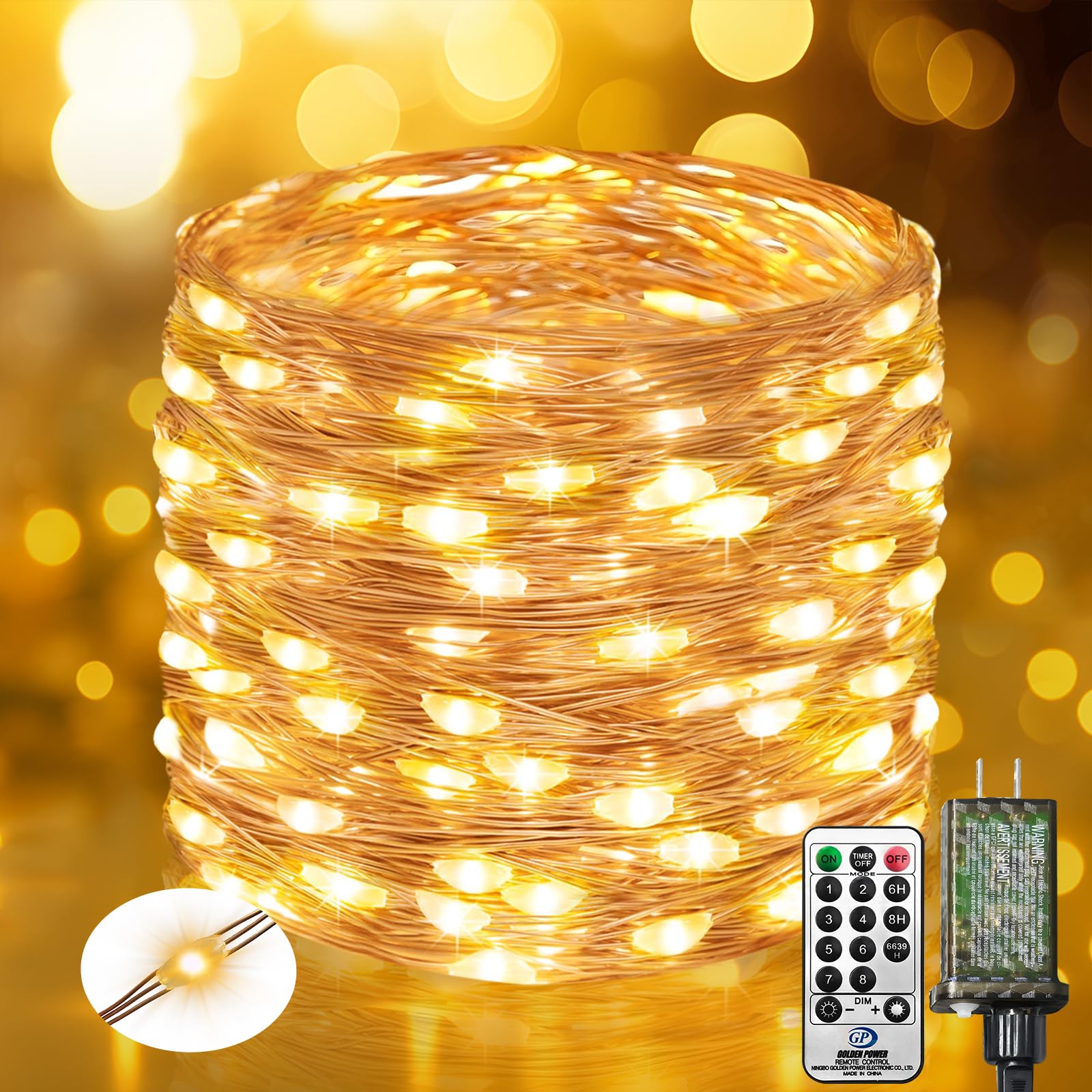 btfarm Fairy Lights Plug in with Remote, 33FT 100 LED Outdoor Twinkle Lights Waterproof with Timer, 8 Modes Indoor String Lights