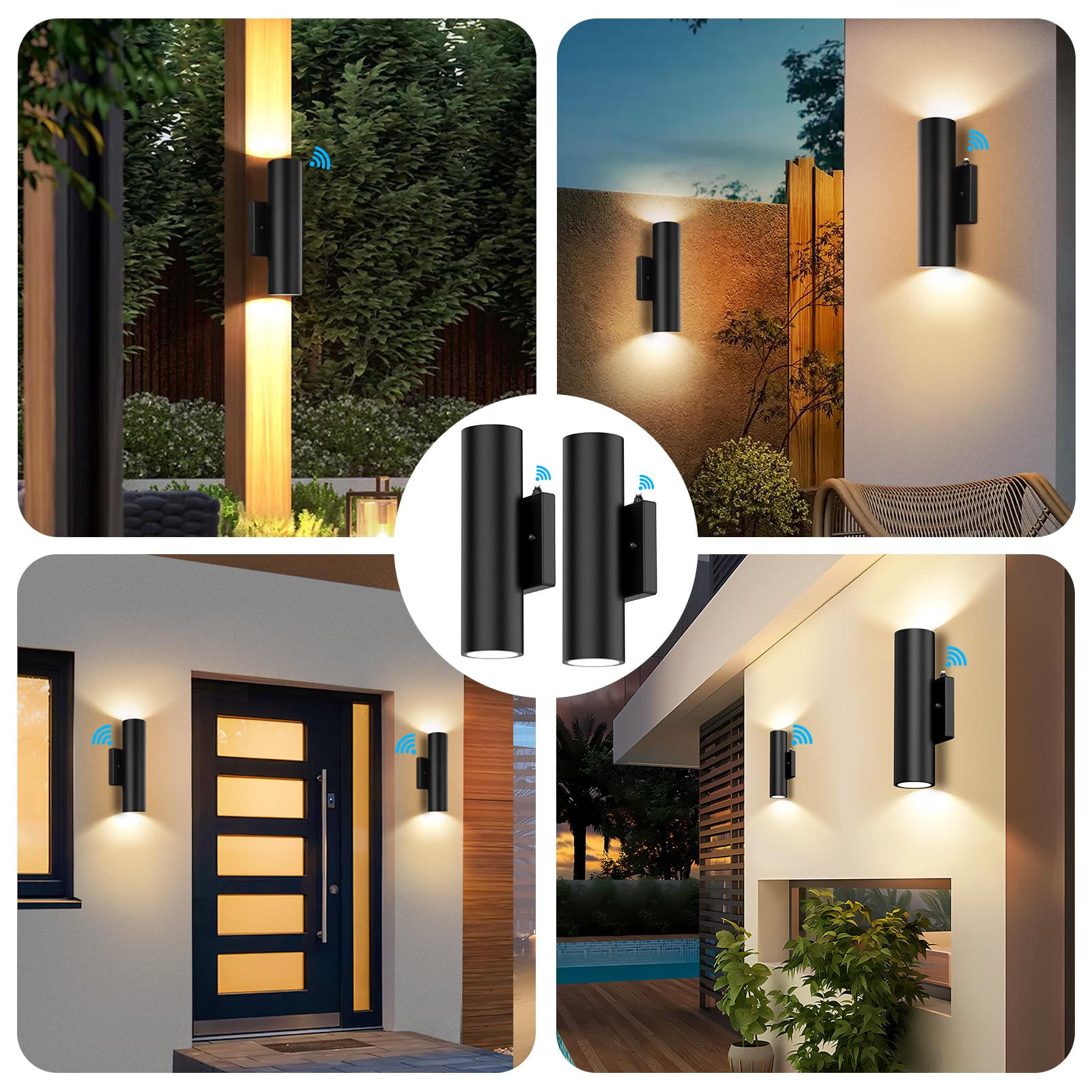 4-Pack Dusk To Dawn Outdoor Wall Lights  12W 2700K Up And Down Led Porch Lights Outdoor  Black Modern Exterior Lighting Fixtures  Waterproof Anti Rust Outside Lights For House  Patio  Door