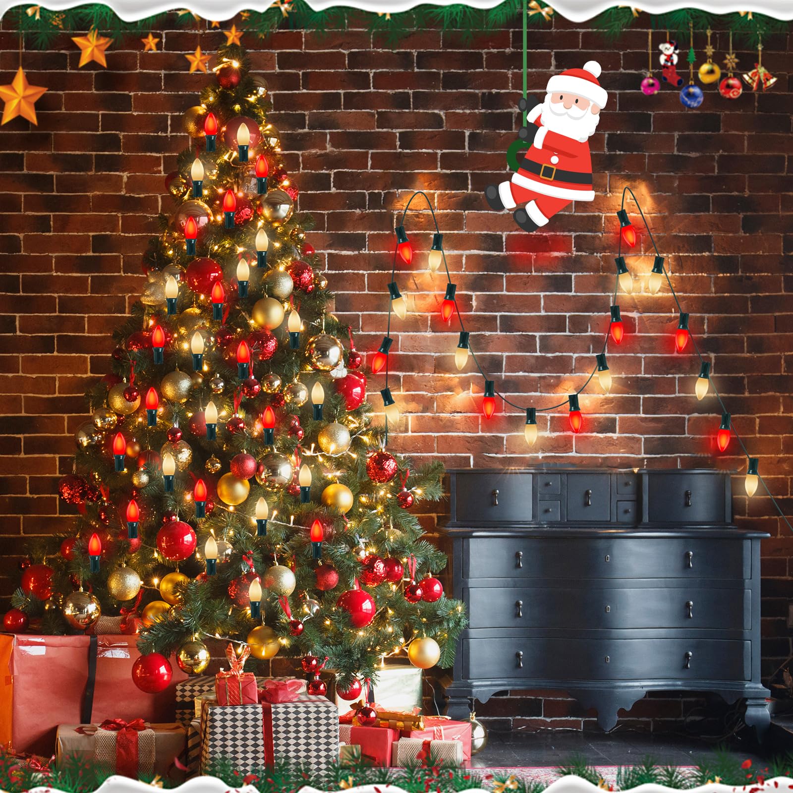 Doratale Christmas String Lights, 25FT C9 Bulbs, Vintage Red/White, UL Certified, Outdoor Decor