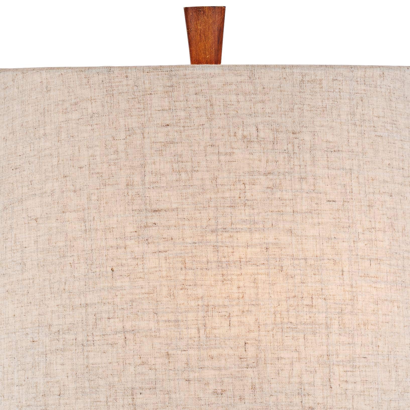 360 Lighting Omar Mid Century Modern Chic Style Table Lamps 28.75'' Tall Set Of 2 Warm Brown Wood Oatmeal Tapered Drum Shade Dec
