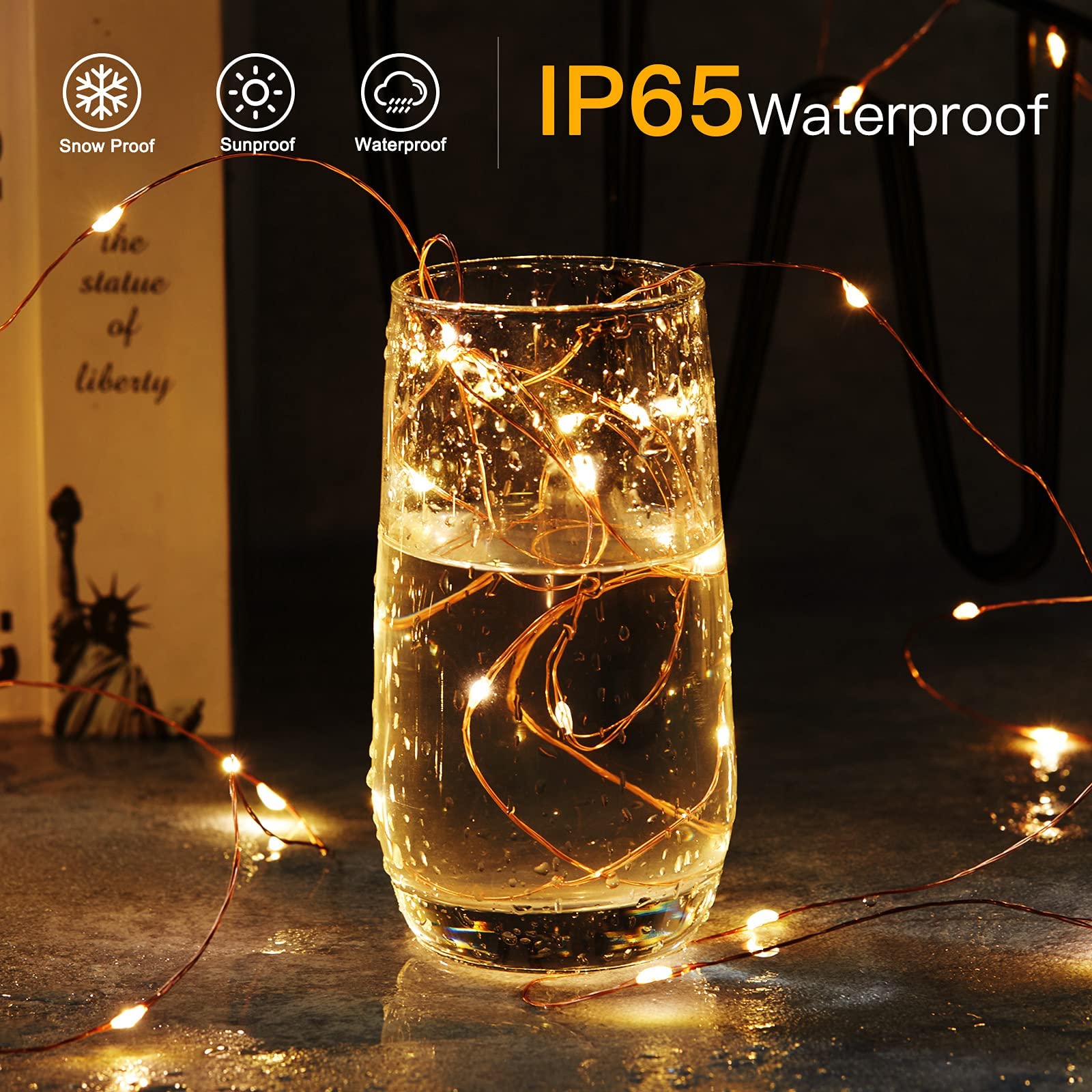 Brightown Outdoor Solar String Lights, 6 Pack 33Feet 100 Led Solar Powered Fairy Lights With 8 Modes Waterproof Decoration Coppe