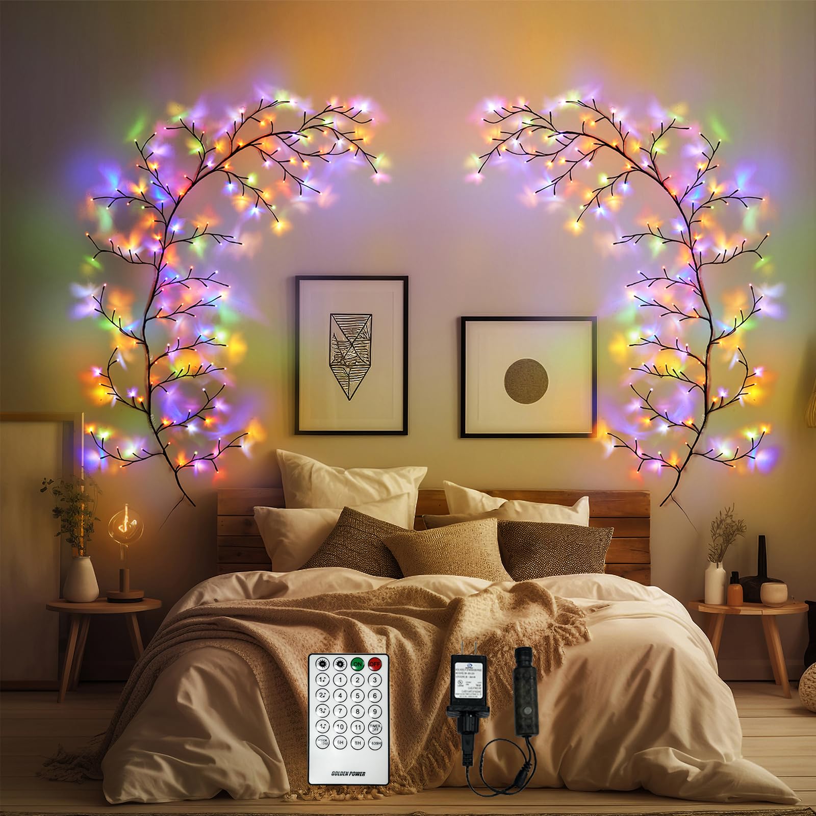 YCoisini Enchanted Willow Vine Lights for Home Decor with 160LEDs, 8.2FT Voice-Activated Wall Decoration Light, Support Warm Lig