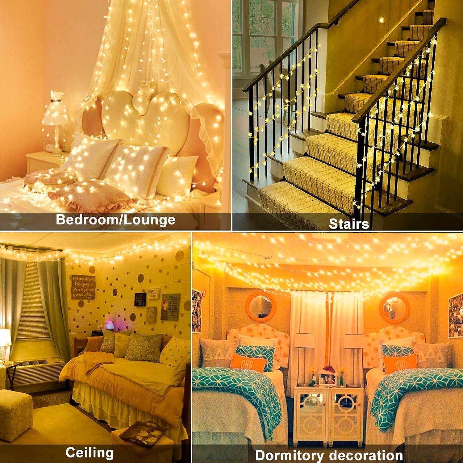 Star String Lights Battery Operated 17Ft 40 Led Star Fairy String Lights  Battery Powered Christmas Lights For Indoor Outdoor Wedding Party Christmas Tree Ramadan Bedroom Patio Decoration Warm White