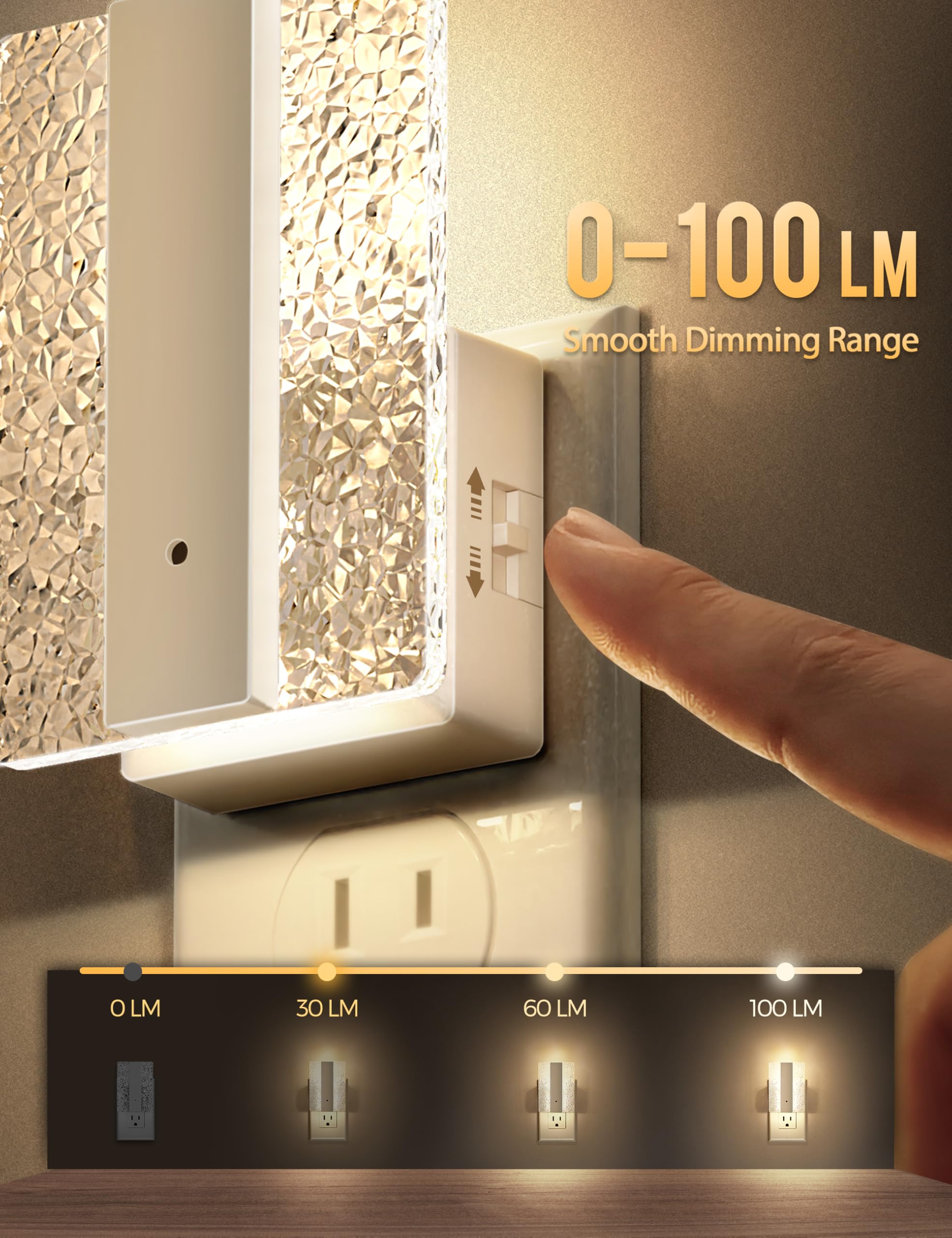 DORESshop LED Night Light with Dusk-to-Dawn Sensor, Dimmable, White, 1 Count, Model D-GY11302WHUS
