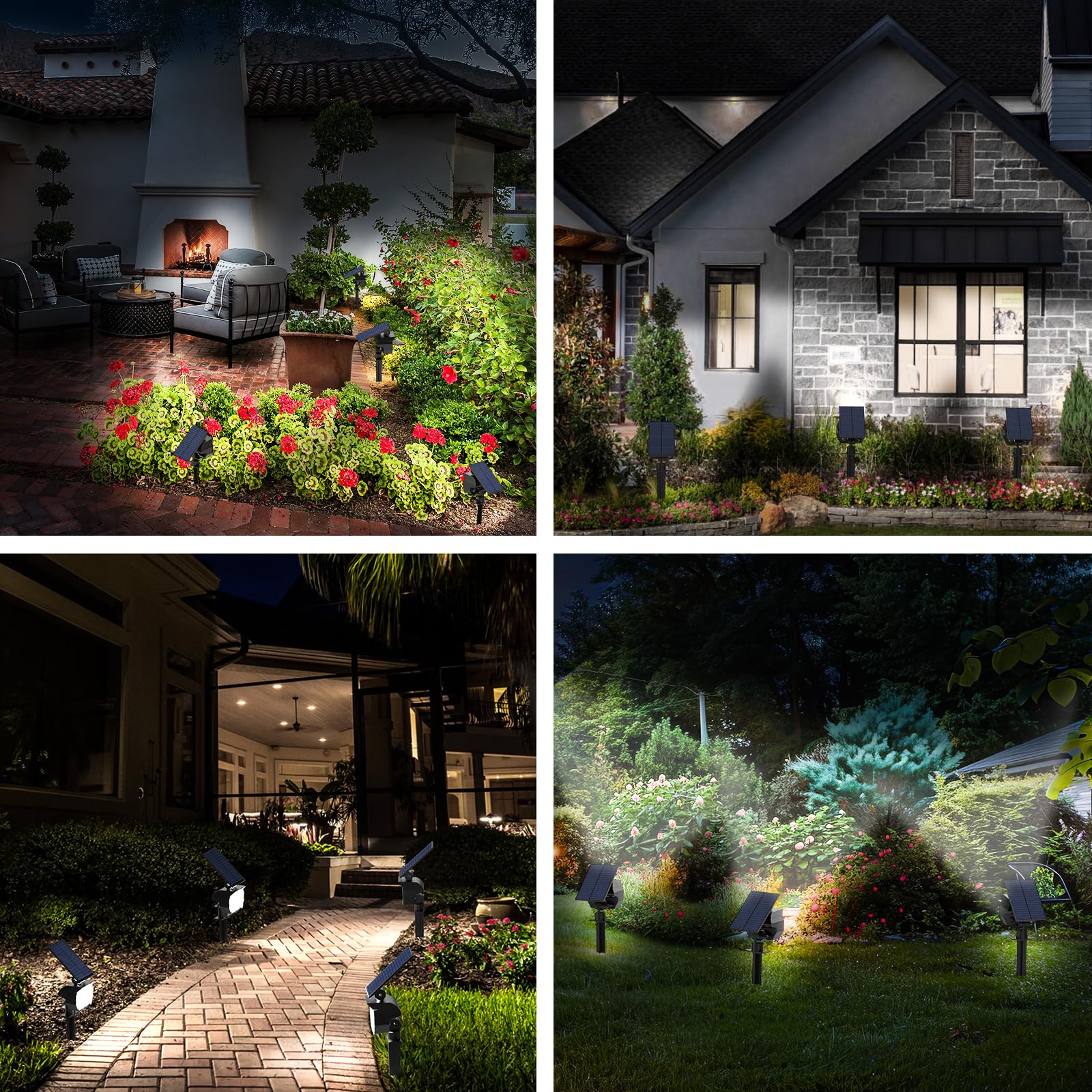 Flaow Solar Spot Lights Outdoor Waterproof Ip67, 6 Pack - 50 Led Adjustable Solar Powered Landscape Spotlight With 3 Lighting Mo