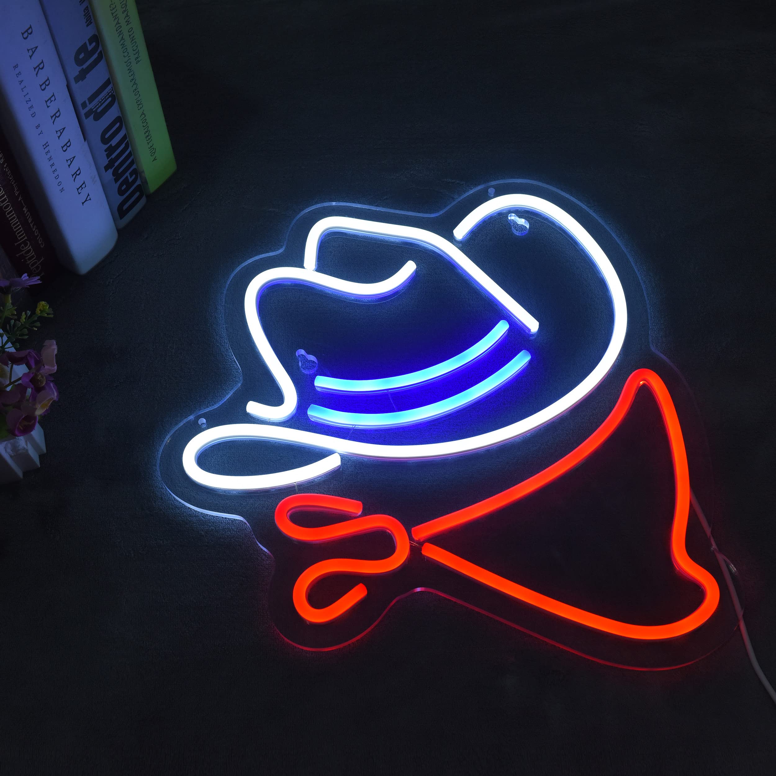 Cowboy Hat Neon Sign Beer Bar Home Art Man Cave Neon Light Handmade With Dimmable Switch Led Neon Lights Signs For Bedroom Home Office Hotel Pub Cafe Recreation Room Wall Artwork Decor