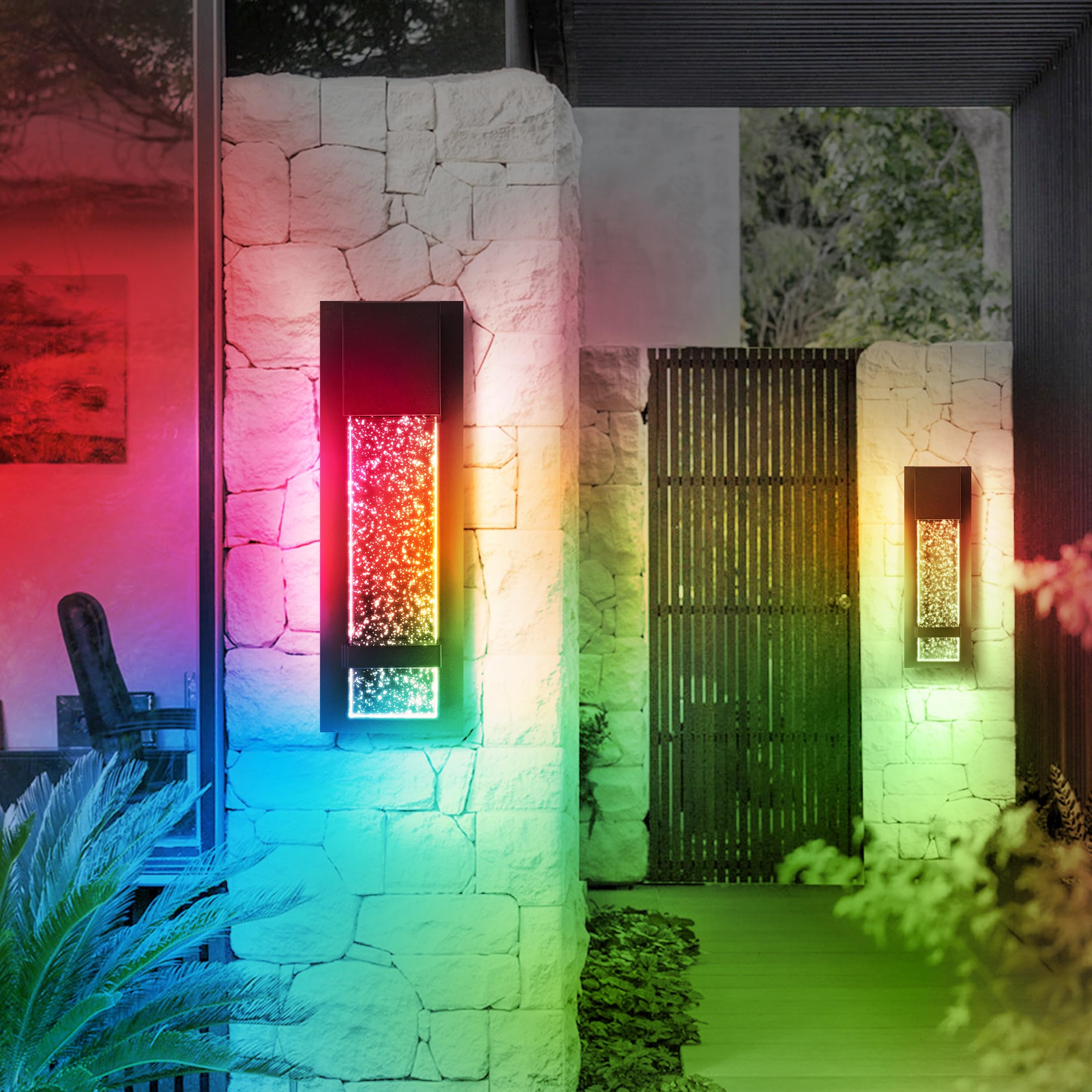 ASD LED 13 Bubble Glass Wall Light Fixture, Outdoor & Indoor Seeded Sconce | RGBW, Waterproof, ETL Listed | 9W 250LM 3000-5000K 