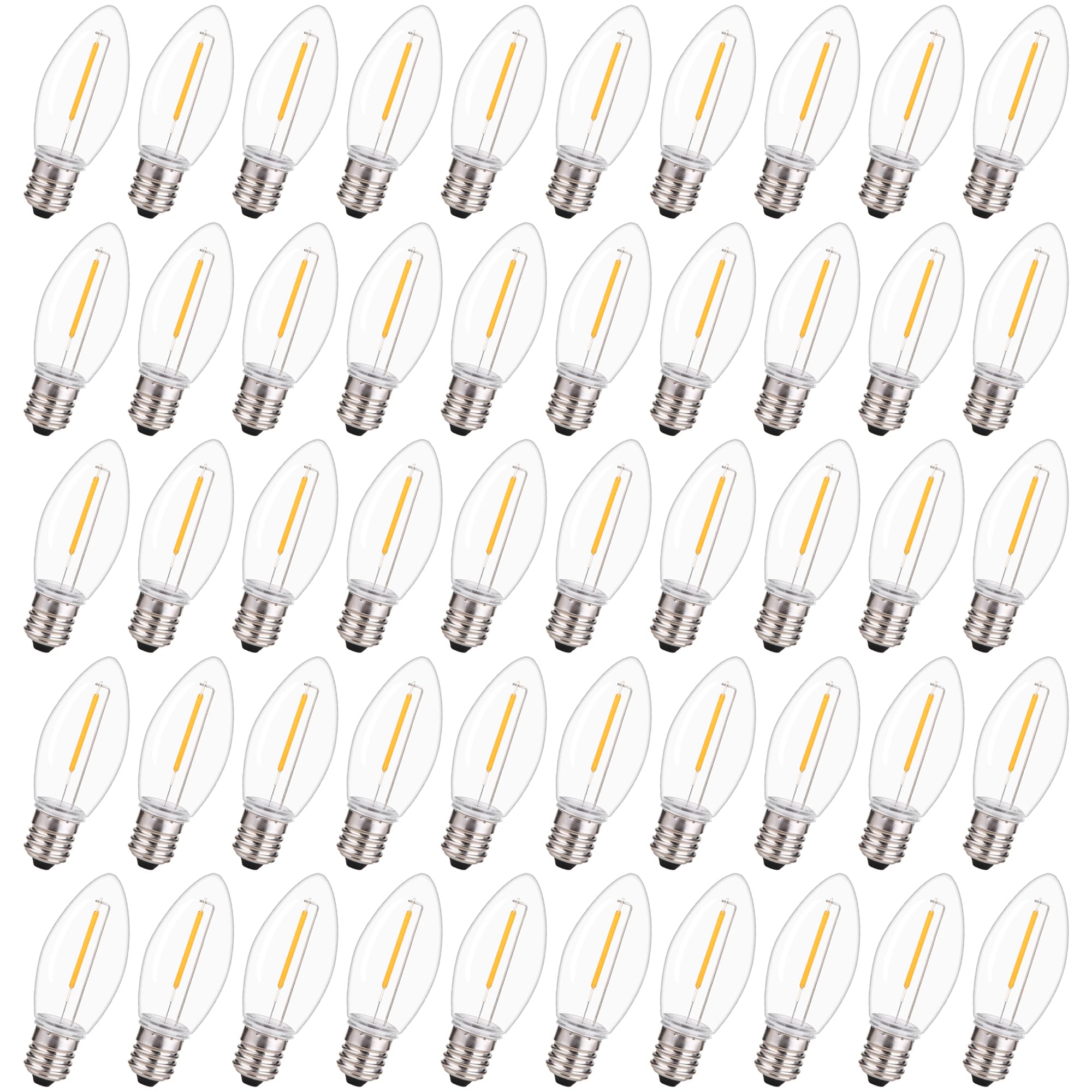 Bort 50 Pack C9 Led Replacement Light Bulb, C9 Led Bulbs For Christmas Outdoor String Lights, E17 Intermediate Base, Clear Plast