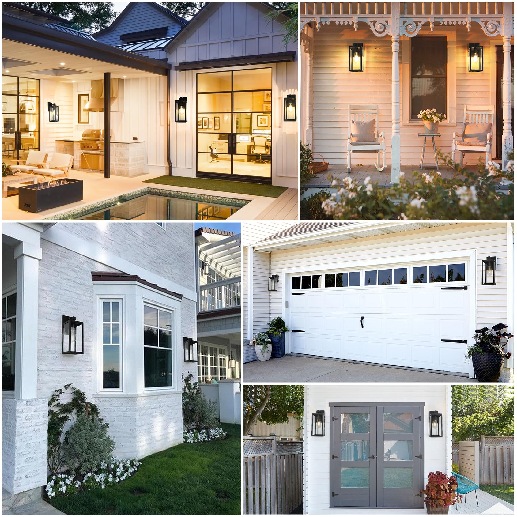 Shine Hai Dusk To Dawn Sensor Outdoor Wall Sconce, Extra Large Exterior Lantern Fixture With E26 Base, Wall Mount Waterproof Lam