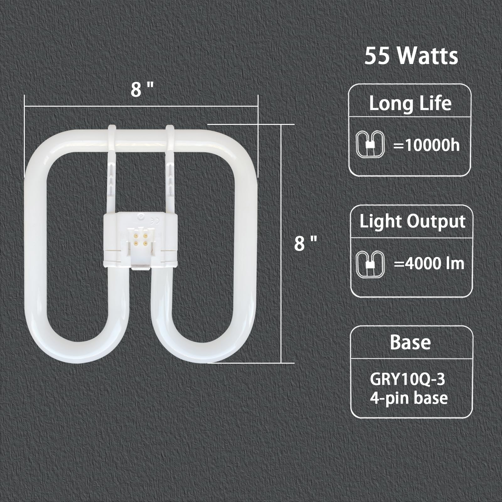 KosunRefill 55W Fluorescent Replacement Bulb F55W2D/830, Warm White, 4-Pin GRY10Q-3 Base, for G E General Electric