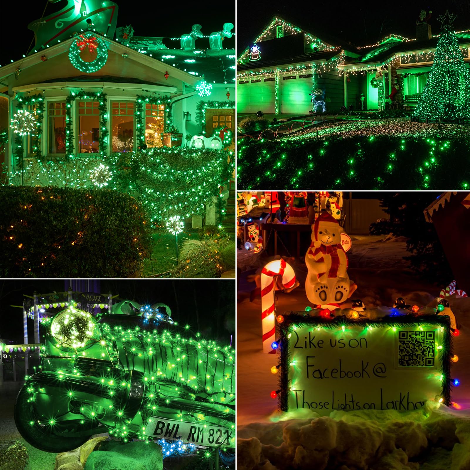 Green C7 Led Christmas String Lights, 25Ft Shatterproof Christmas Lights With 25+1 Bulbs, Outdoor String Lights For Christmas Tr