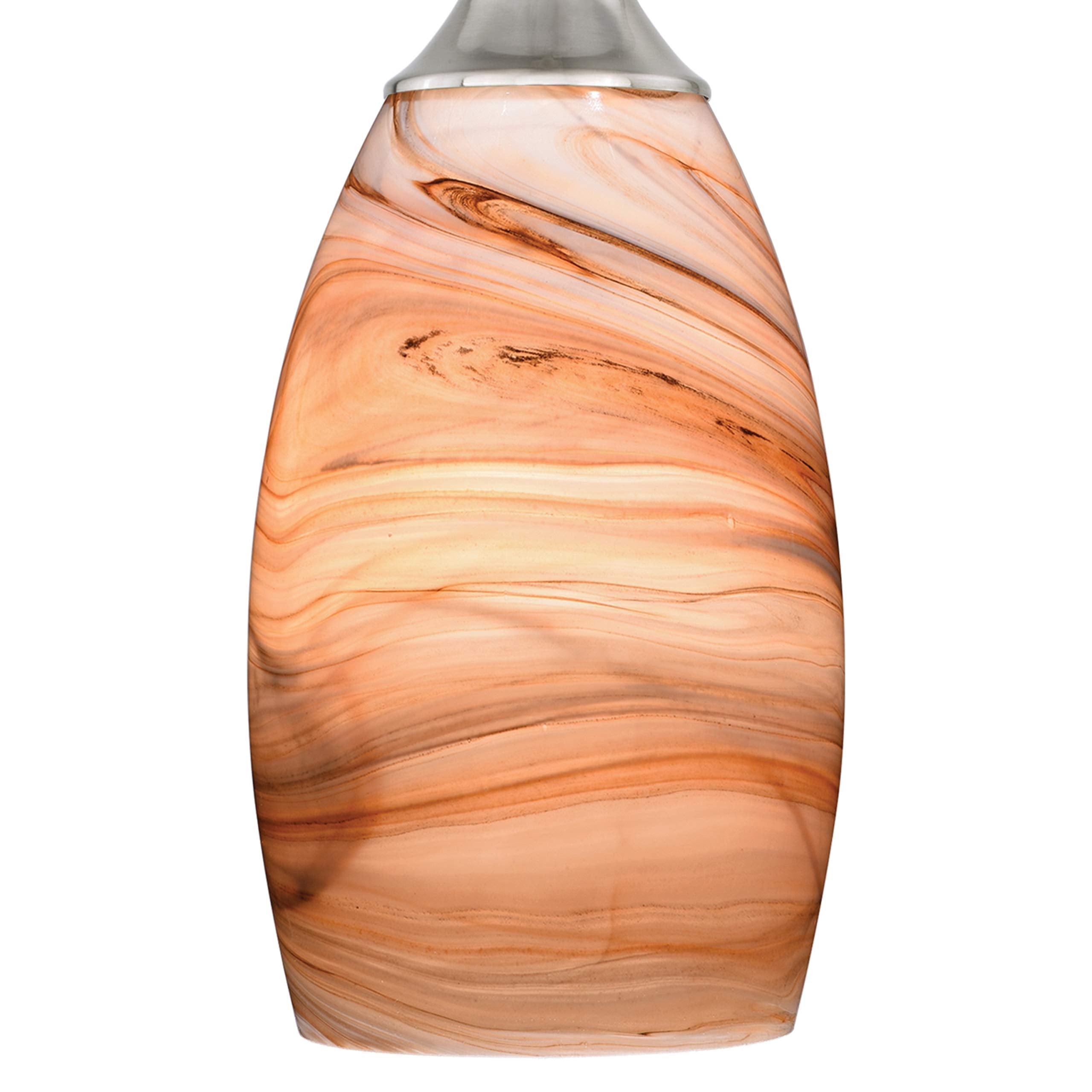 VAXCEL Milano Mini Pendant Ceiling Light, Satin Nickel, Toffee Swirl Glass, Model P0174