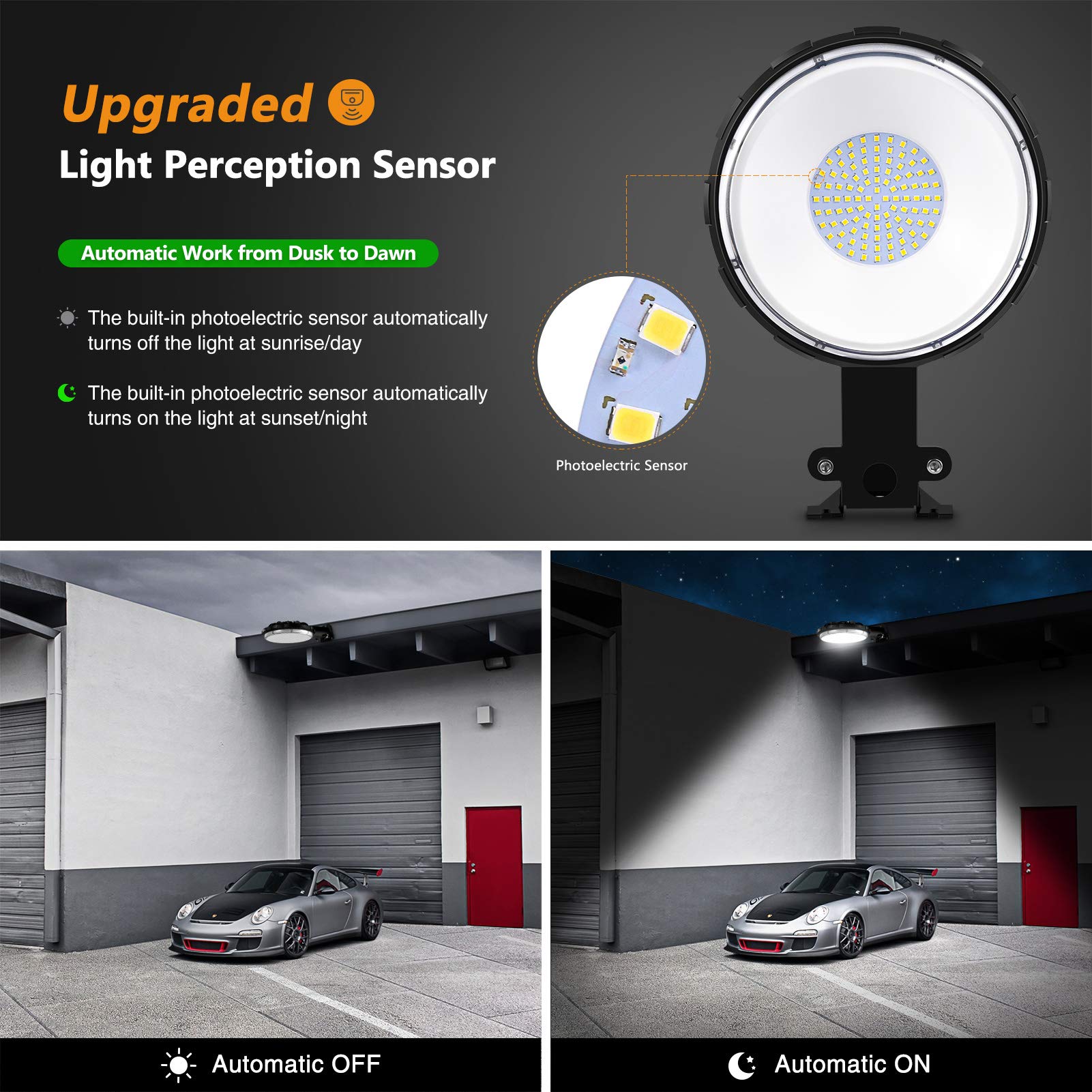 Viugreum 100W LED Barn Light, Dusk to Dawn, 12000LM, IP65 Waterproof, 5000K Daylight, 2 Pack, Aluminum, Model ZT
