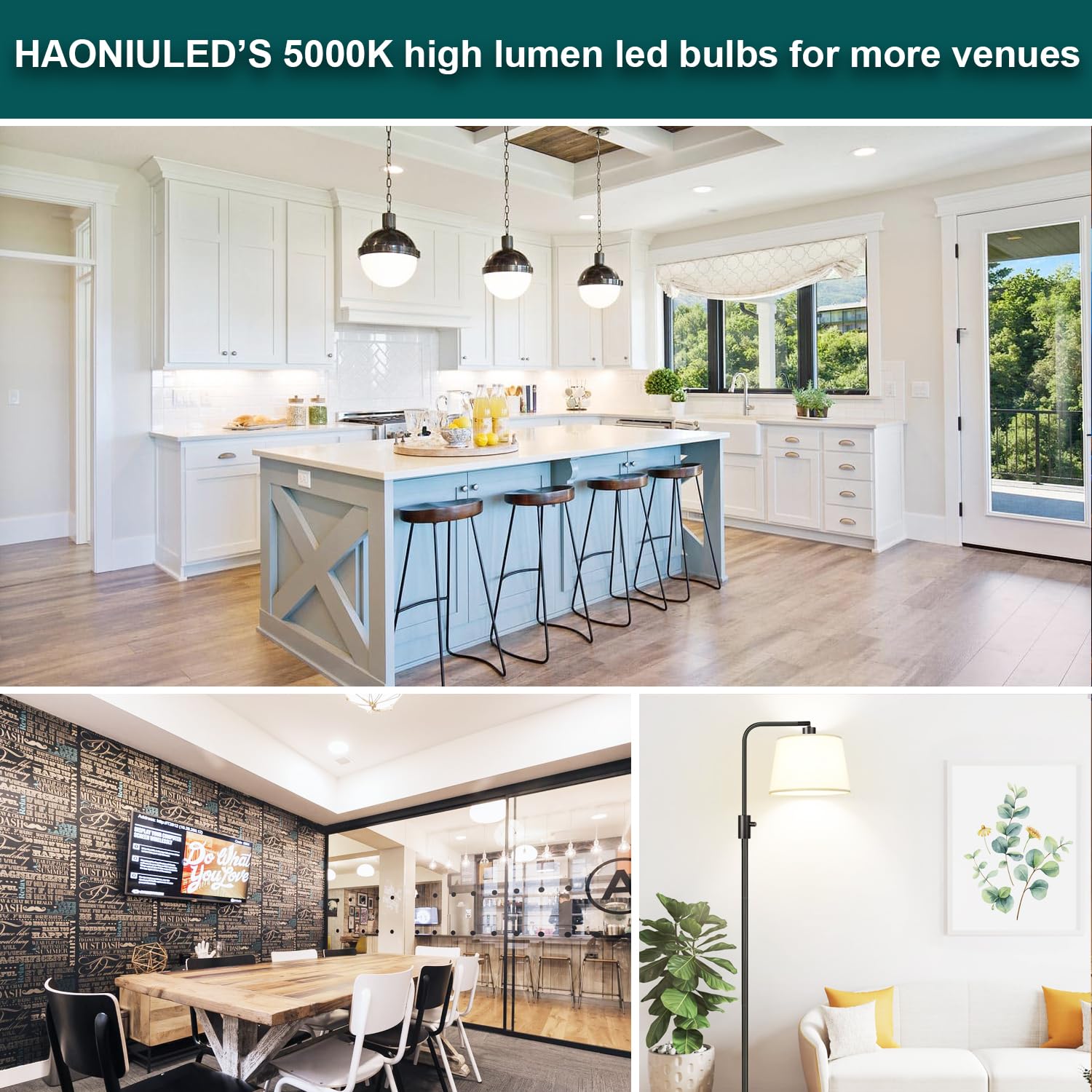 Haoniuled Led Light Bulb, A19 250W Equivalent, 3670 Lumens, 5000K Cool Daylight White 27W Led Corn Light Bulb E26/E27 Light Bulb