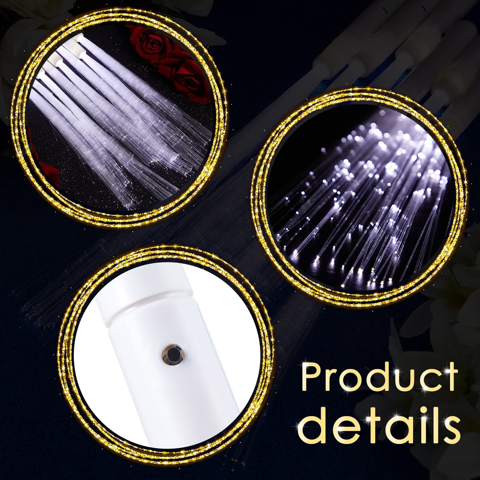 Fiber Optic Wand White Glow Sticks Long Light up Wedding Wand LED Magic Flashing Sparklers with 3 Light Modes for Wedding Bridal