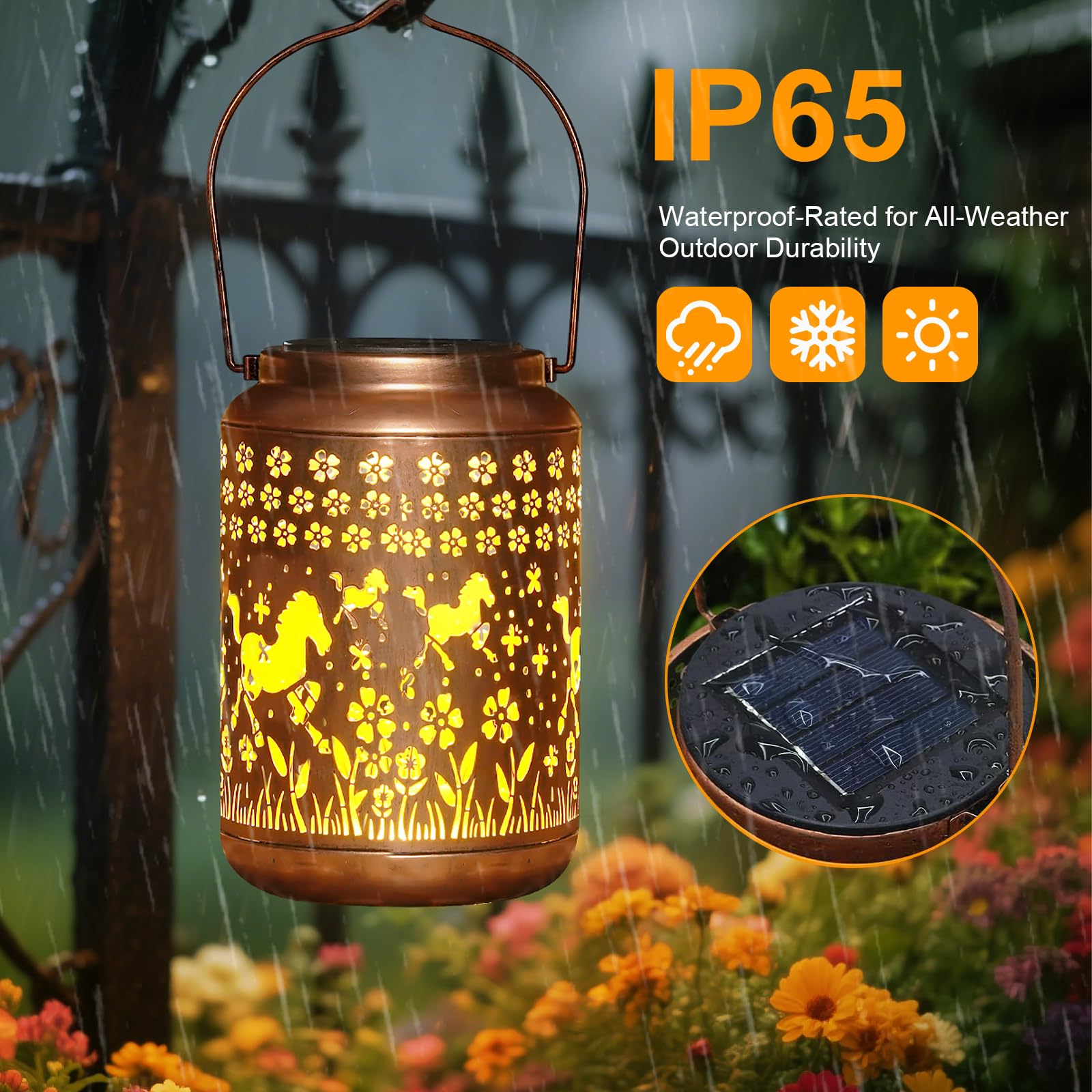 Buwheekoki Horse Solar Lantern - Waterproof Metal Garden Decor, Bronze, Model ZN-LT003, Ideal Christmas Gifts for Women and Moms