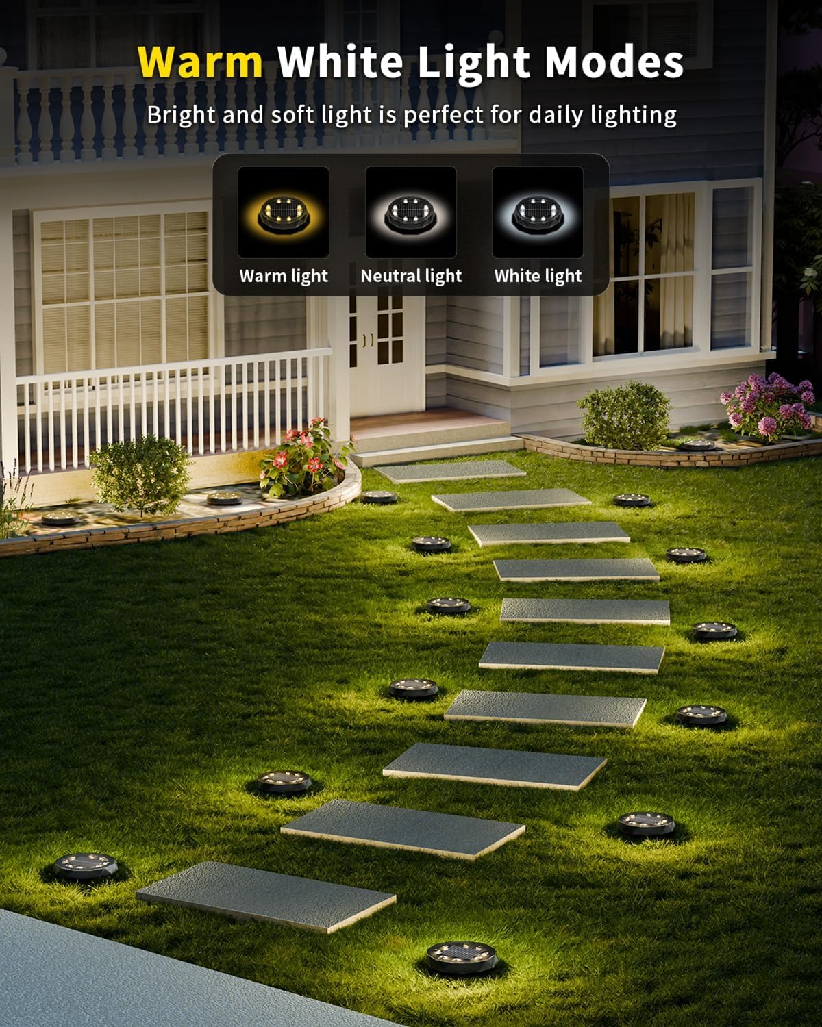 Hicotet Solar Ground Lights - 50ft Remote Control, IP67 Waterproof, 15 Multi-Color, 18 Pack, Black, for Garden, Pathway, Patio